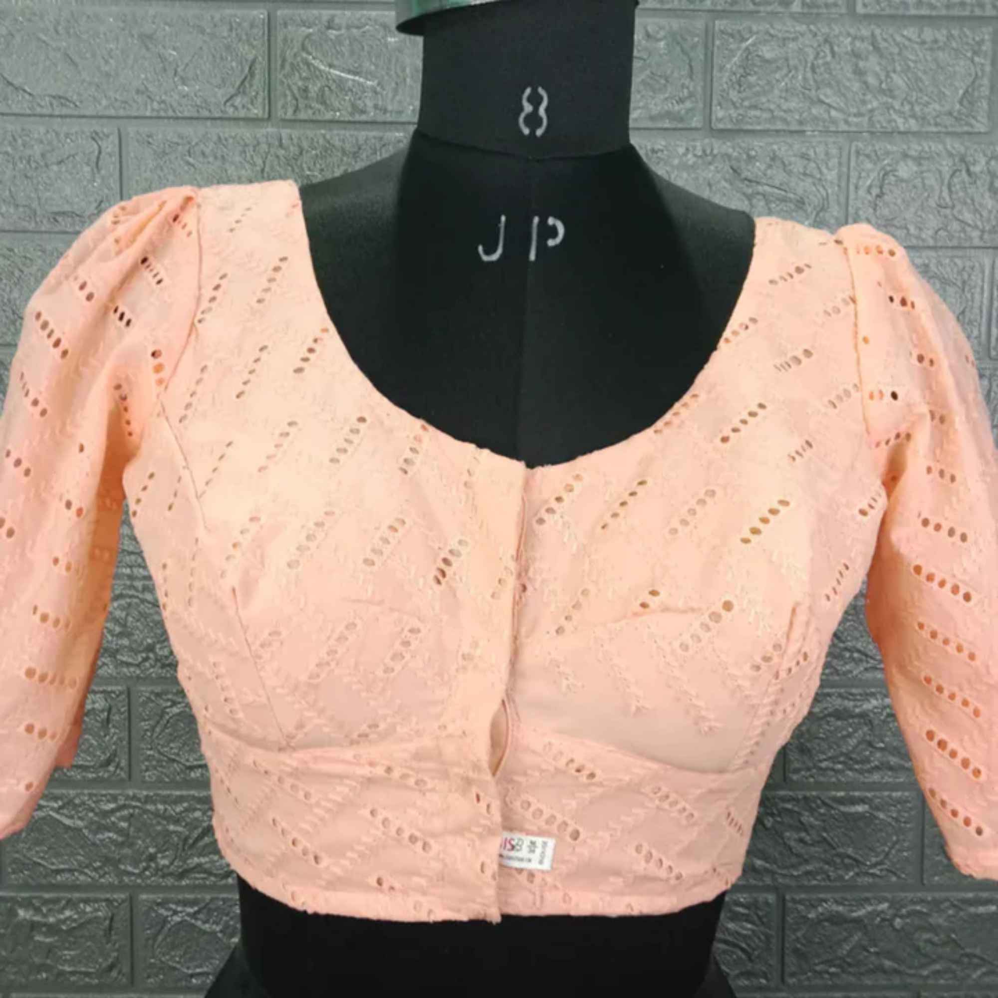 Cotton Hakoba Embroidery Puff Sleeve Blouse