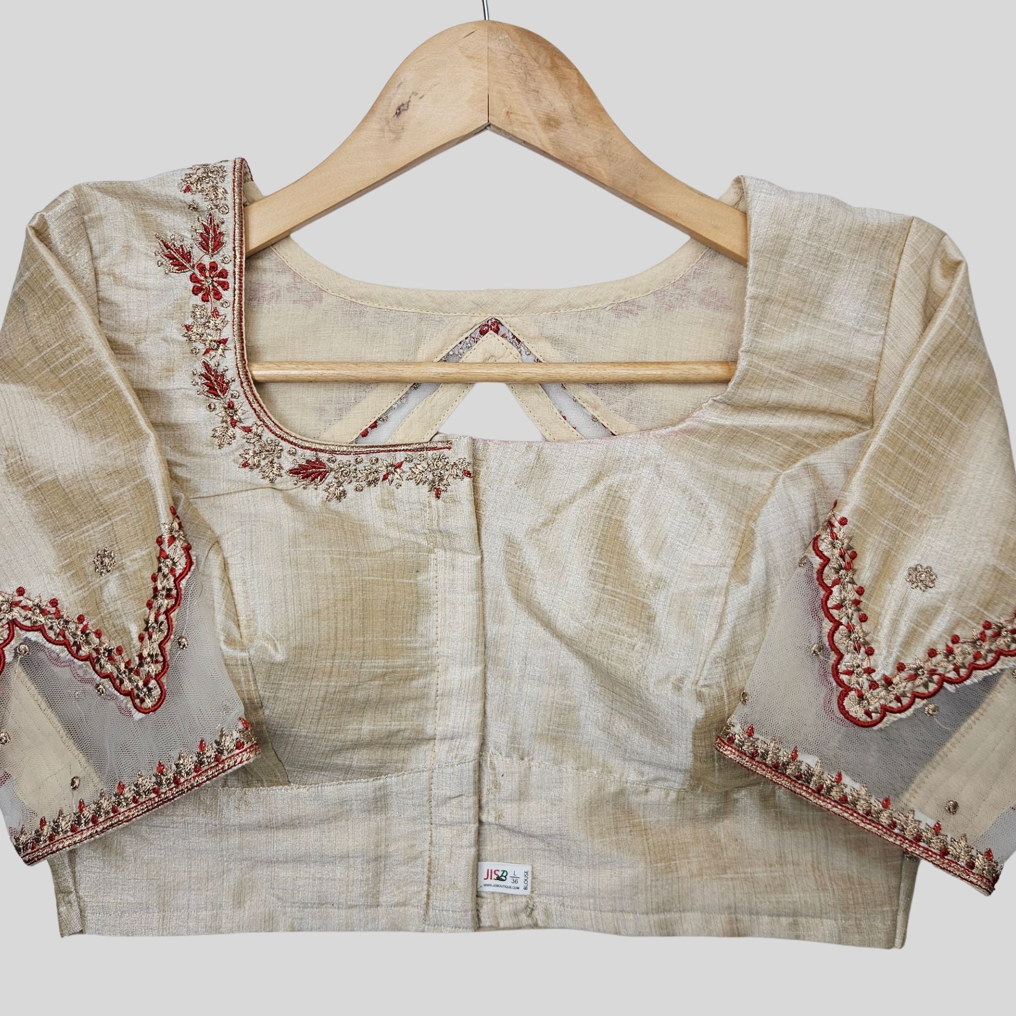 Bridal Dupion Embroidery Readymade blouse, Made To Order