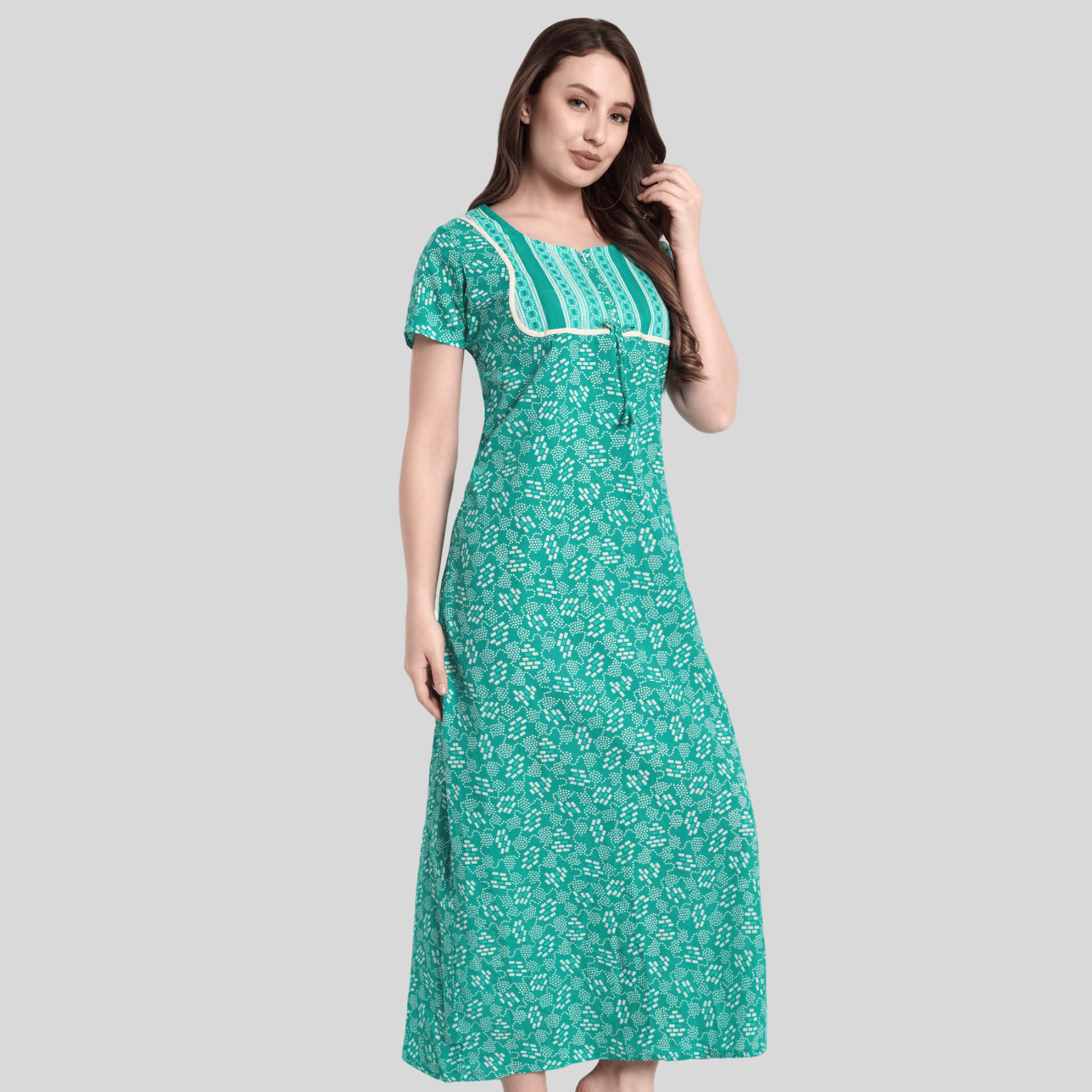 Jaipur Printed Green Nighty