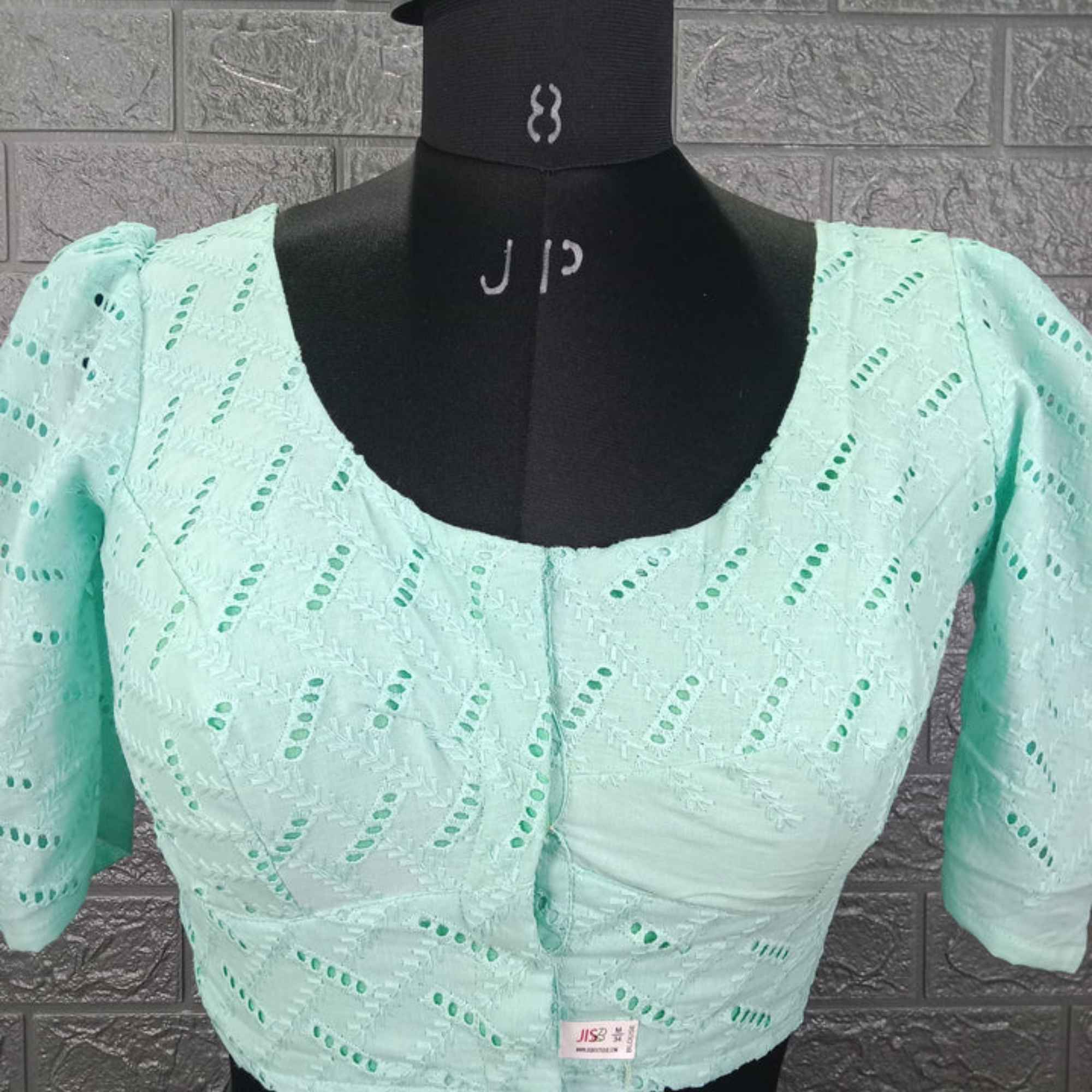 Cotton Hakoba Embroidery Puff Sleeve Blouse