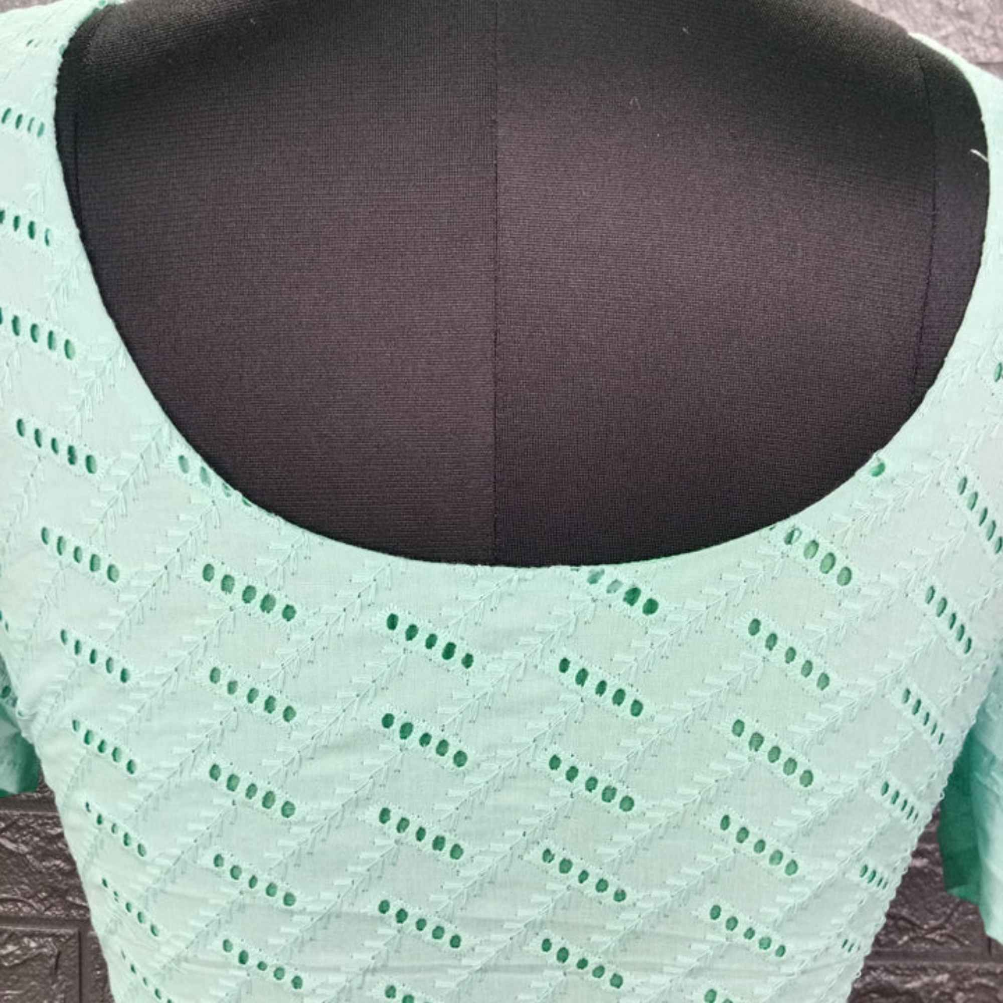 Cotton Hakoba Embroidery Puff Sleeve Blouse