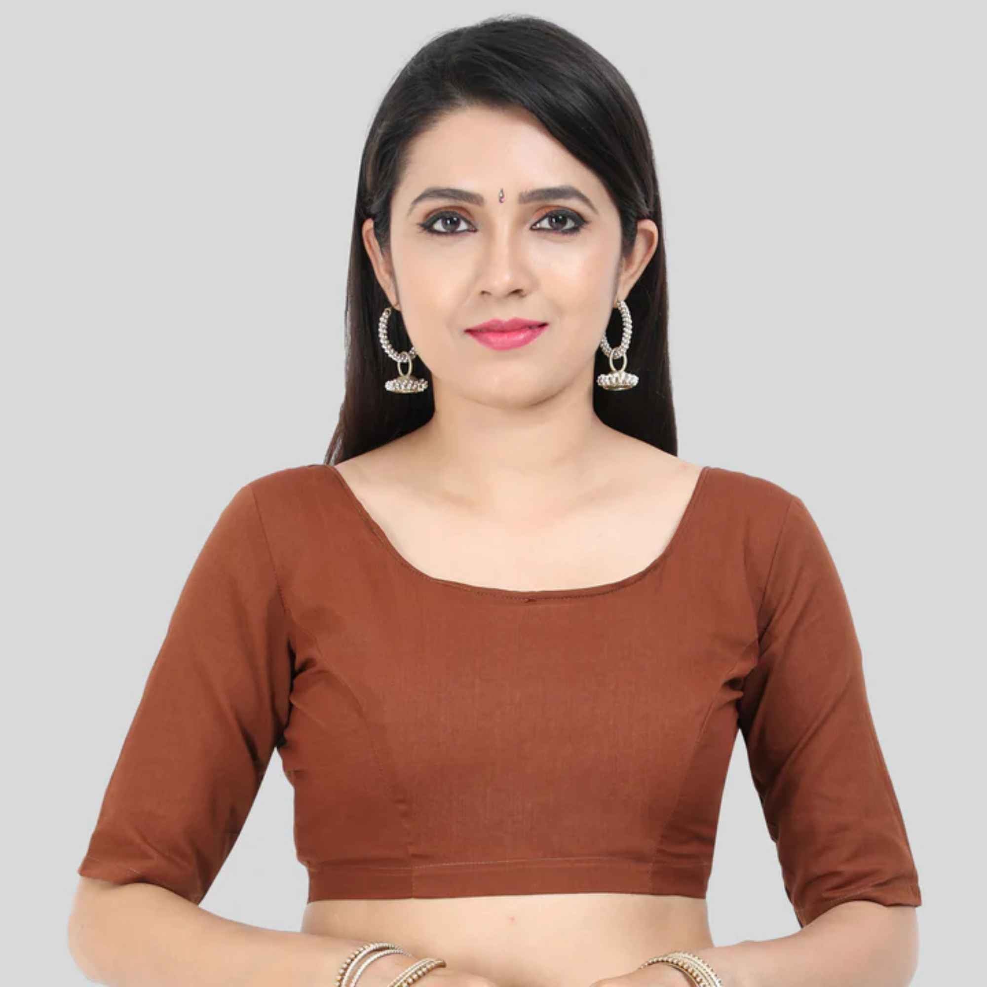 Princess Cut Back Open Elbow Sleeve Cotton 2by2 Blouse