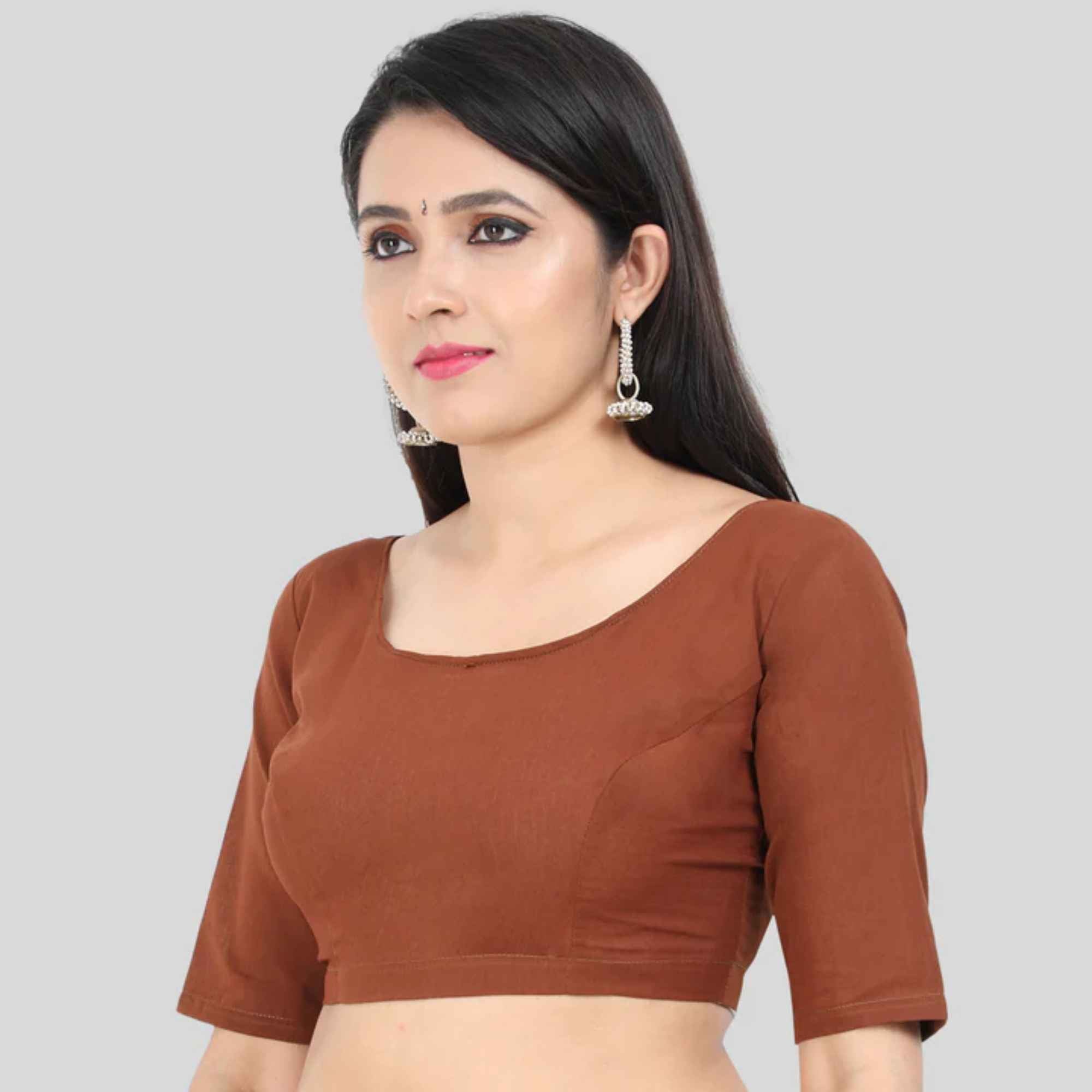 Princess Cut Back Open Elbow Sleeve Cotton 2by2 Blouse