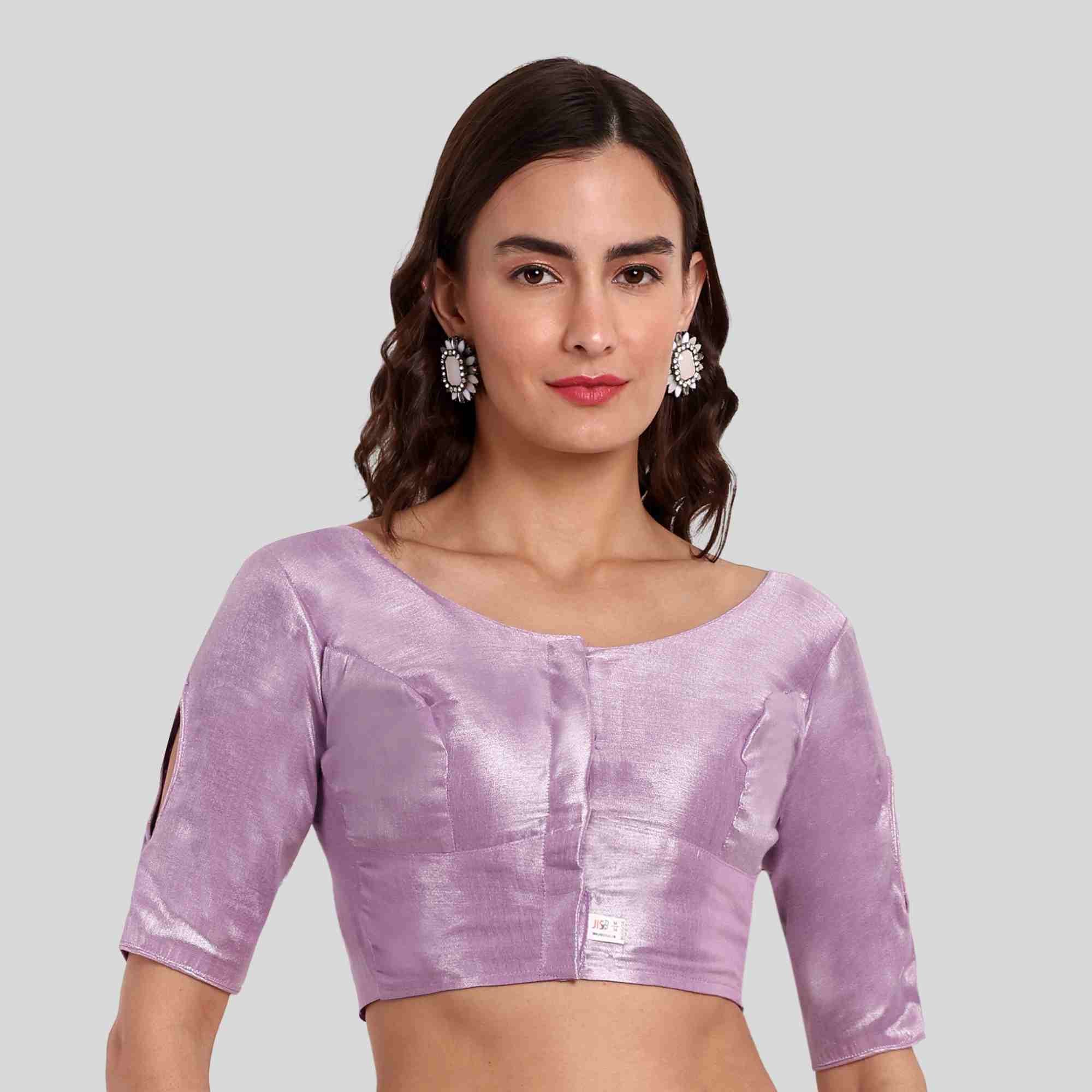 Lavender Silver tissue readymade blouse online