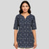 JISB Cotton Printed Short kurti with elbow sleeves,Blue