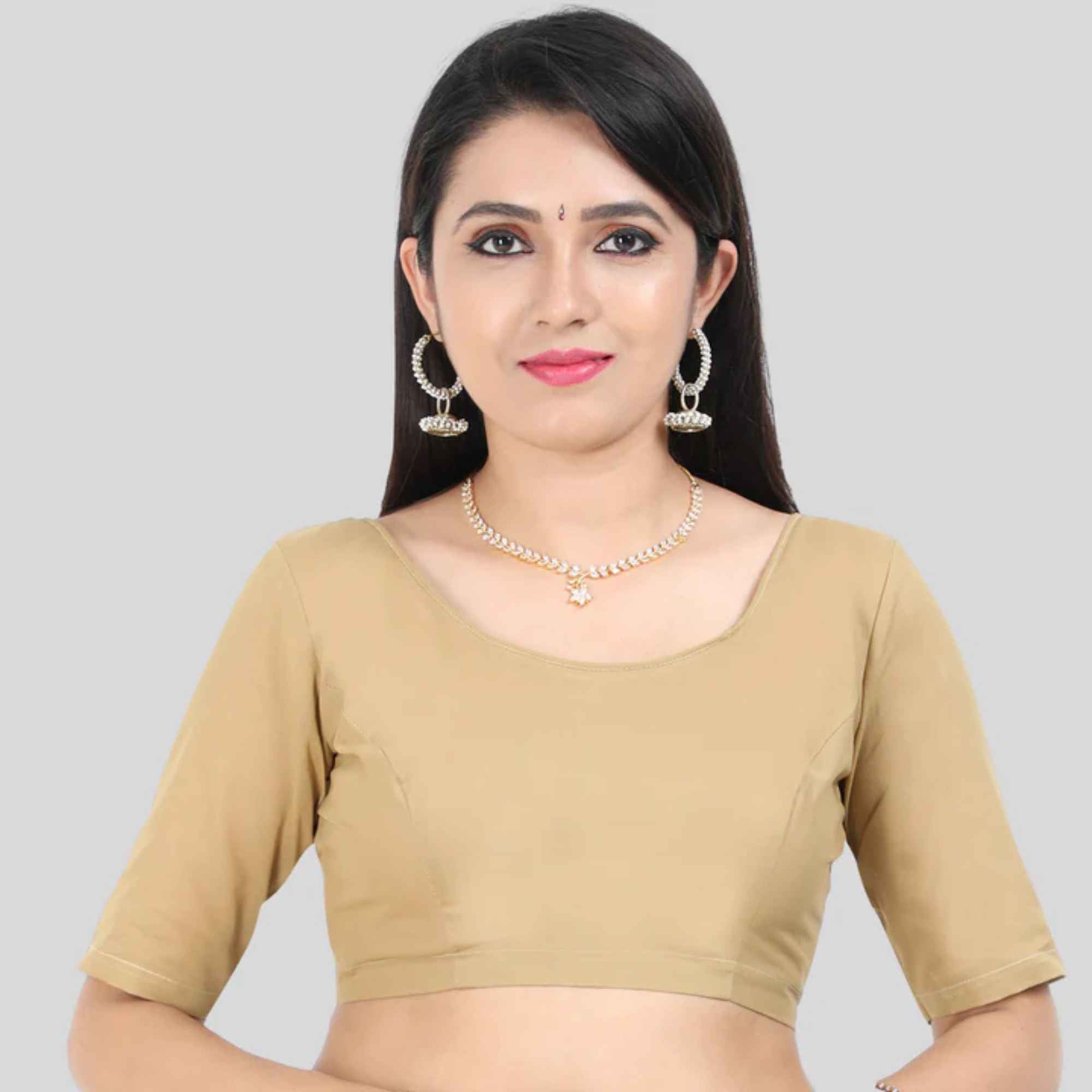 Princess Cut Back Open Elbow Sleeve Cotton 2by2 Blouse