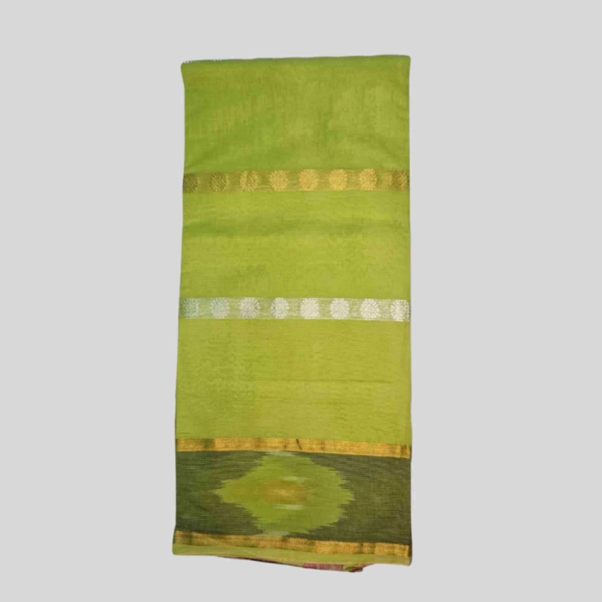 JISB Putta Cotton Ikkat Border Saree