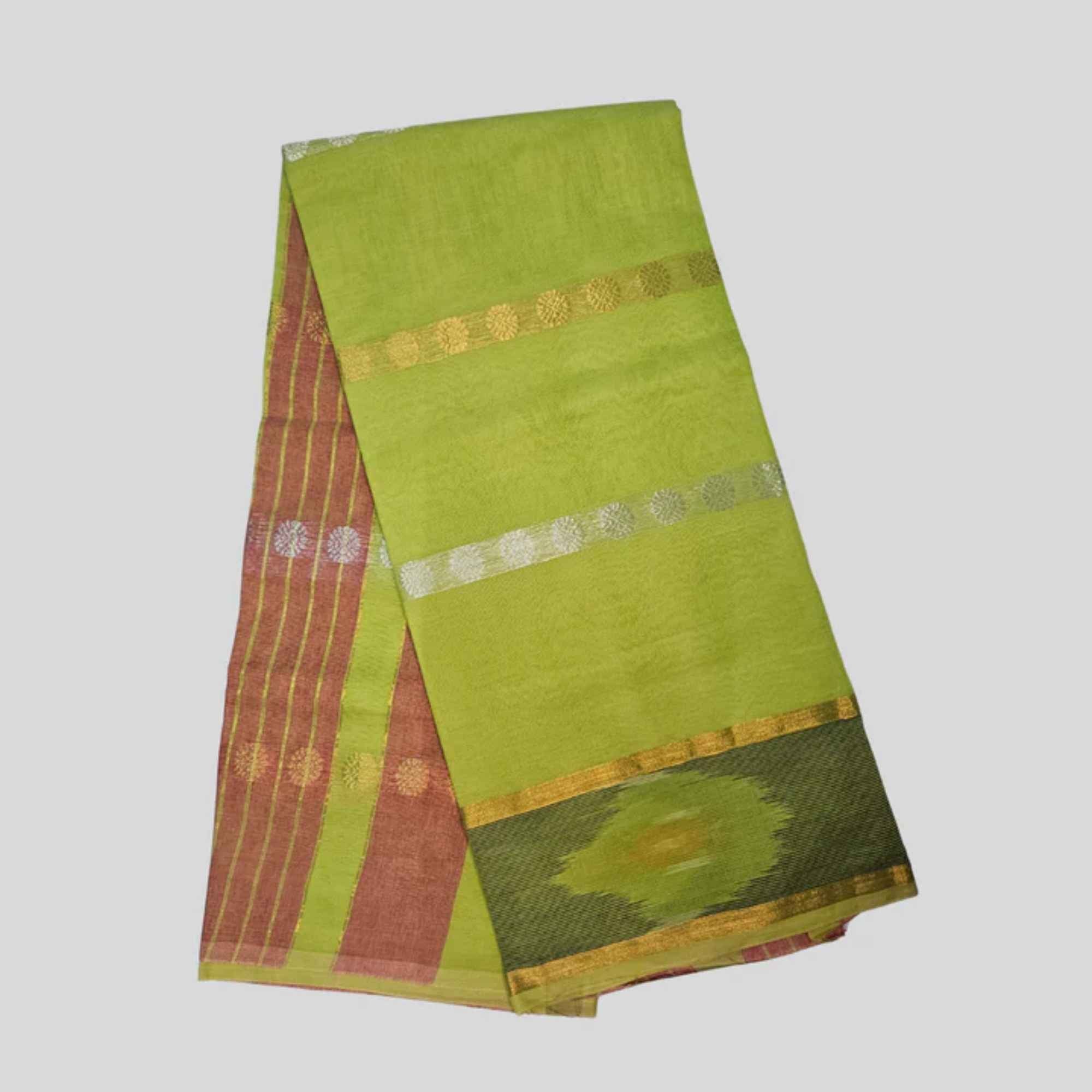 JISB Putta Cotton Ikkat Border Saree