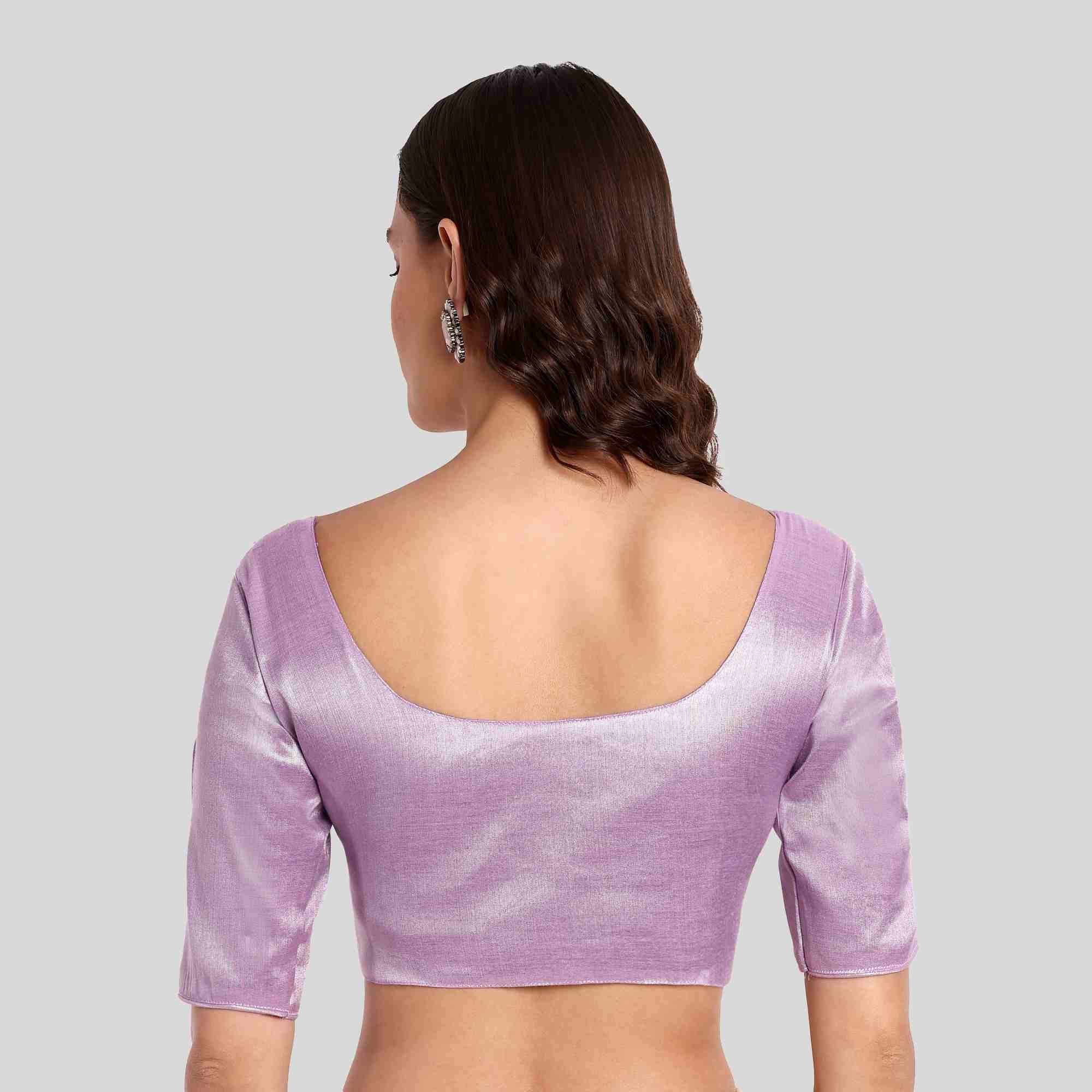 Lavender color readymade blouse with elbow sleeves