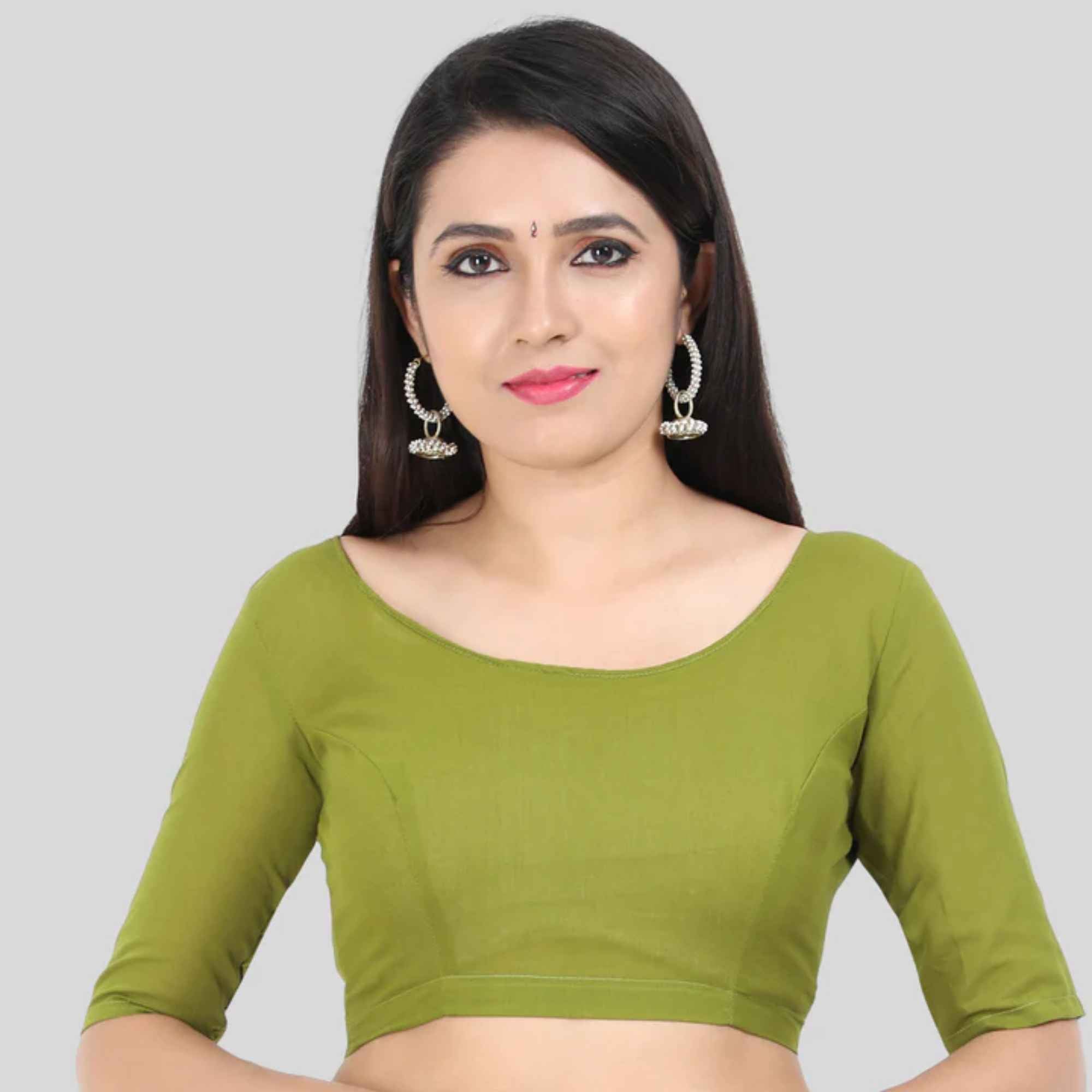 Princess Cut Back Open Elbow Sleeve Cotton 2by2 Blouse