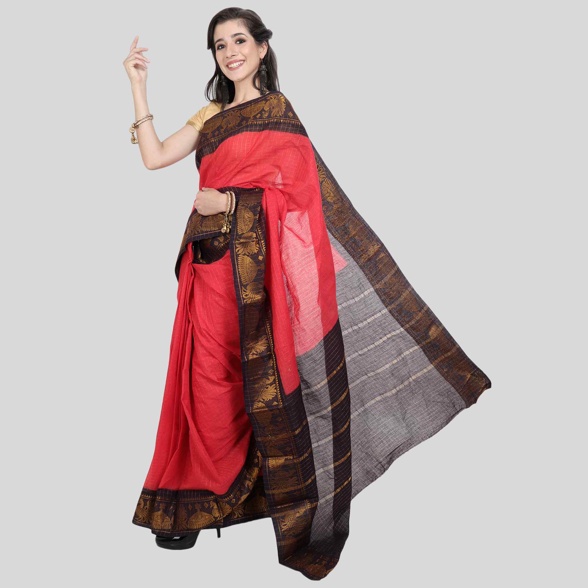 Madurai Sungudi Cotton Zari Check Saree