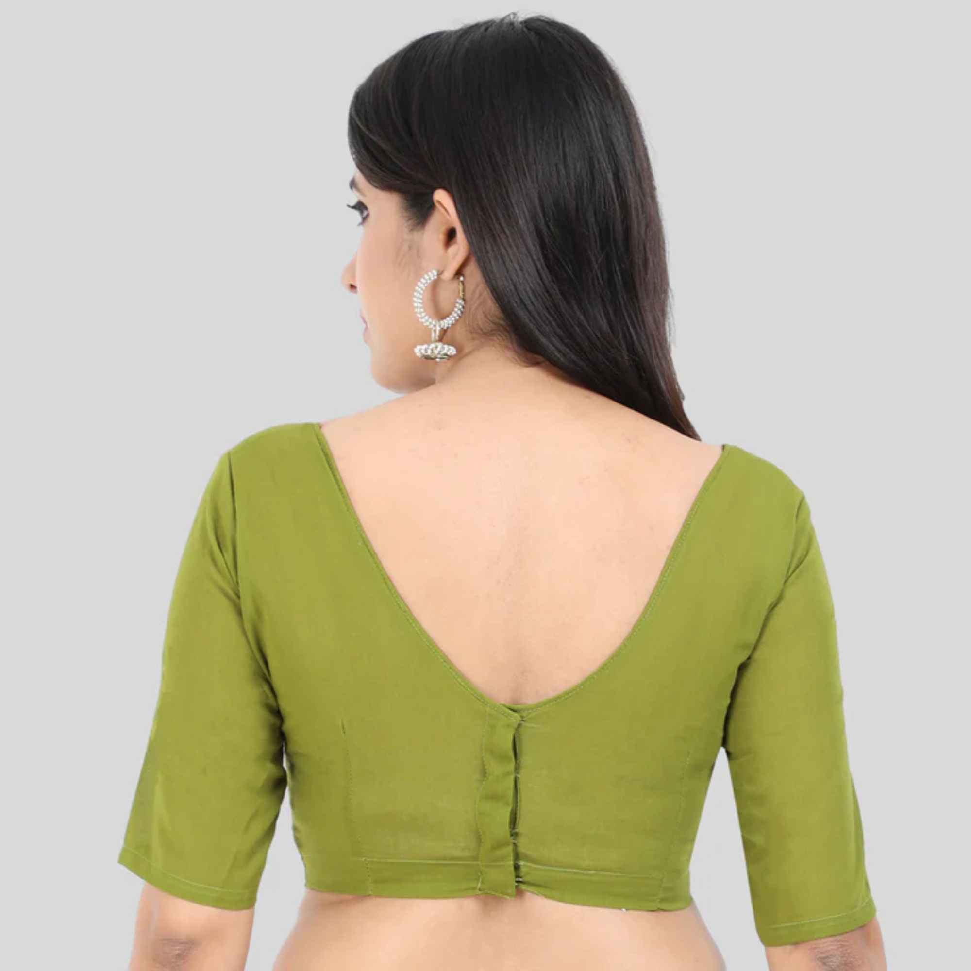 Princess Cut Back Open Elbow Sleeve Cotton 2by2 Blouse