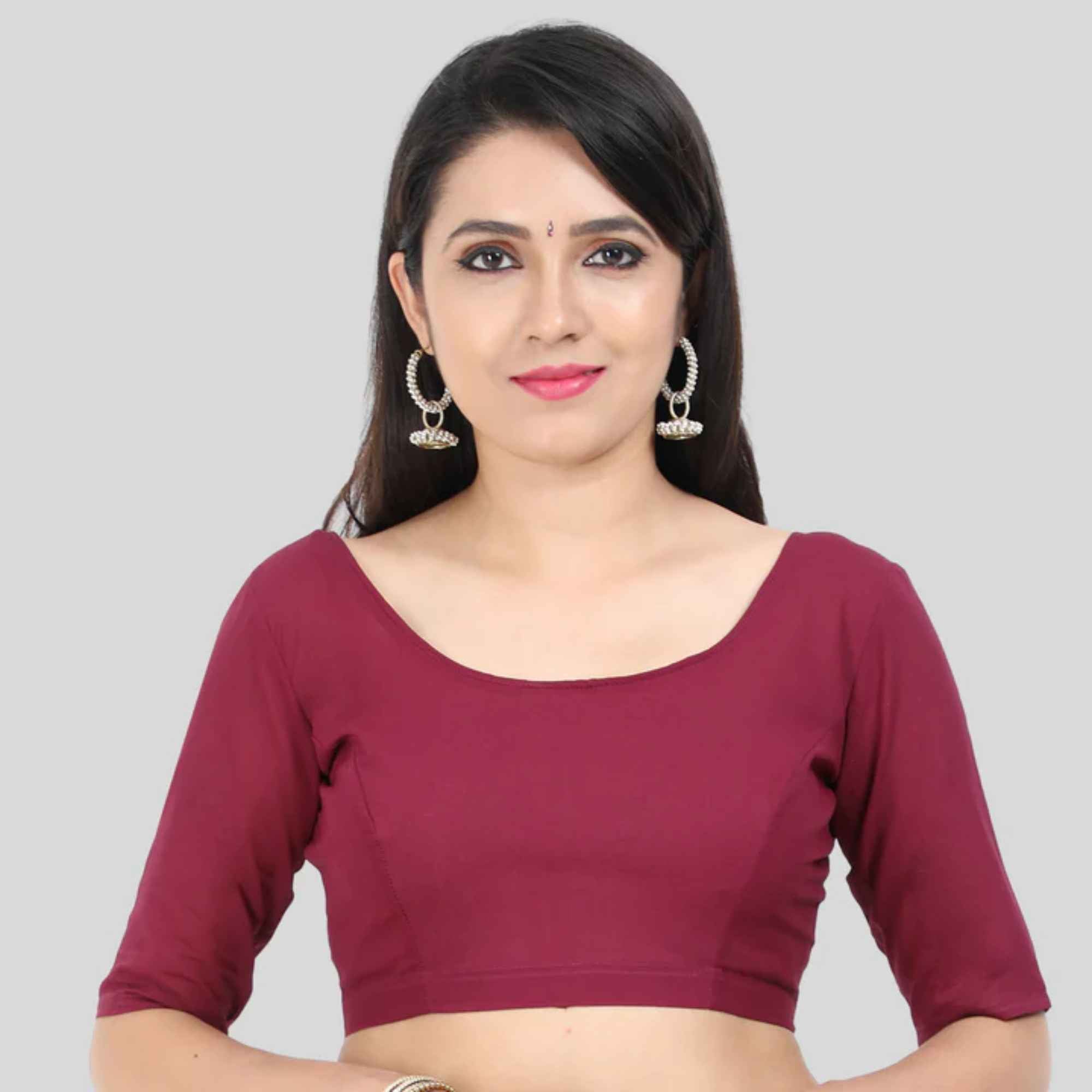 Princess Cut Back Open Elbow Sleeve Cotton 2by2 Blouse