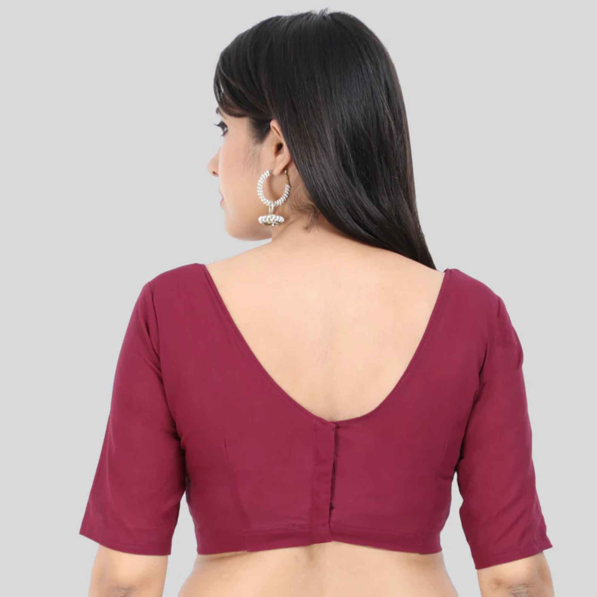 Princess Cut Back Open Elbow Sleeve Cotton 2by2 Blouse