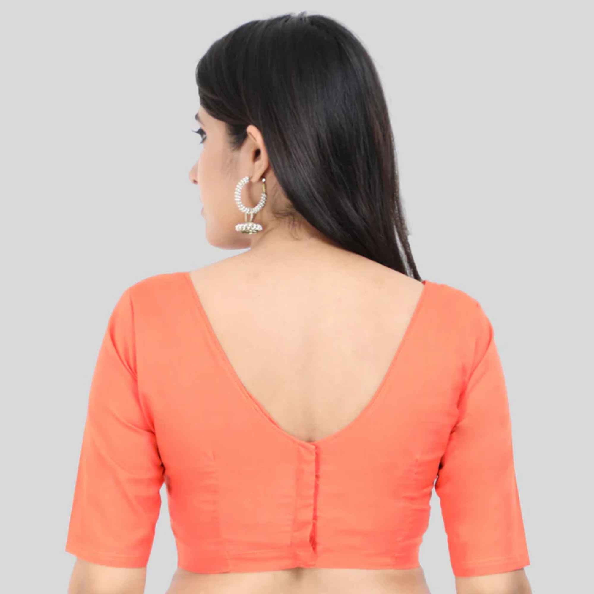 Princess Cut Back Open Elbow Sleeve Cotton 2by2 Blouse