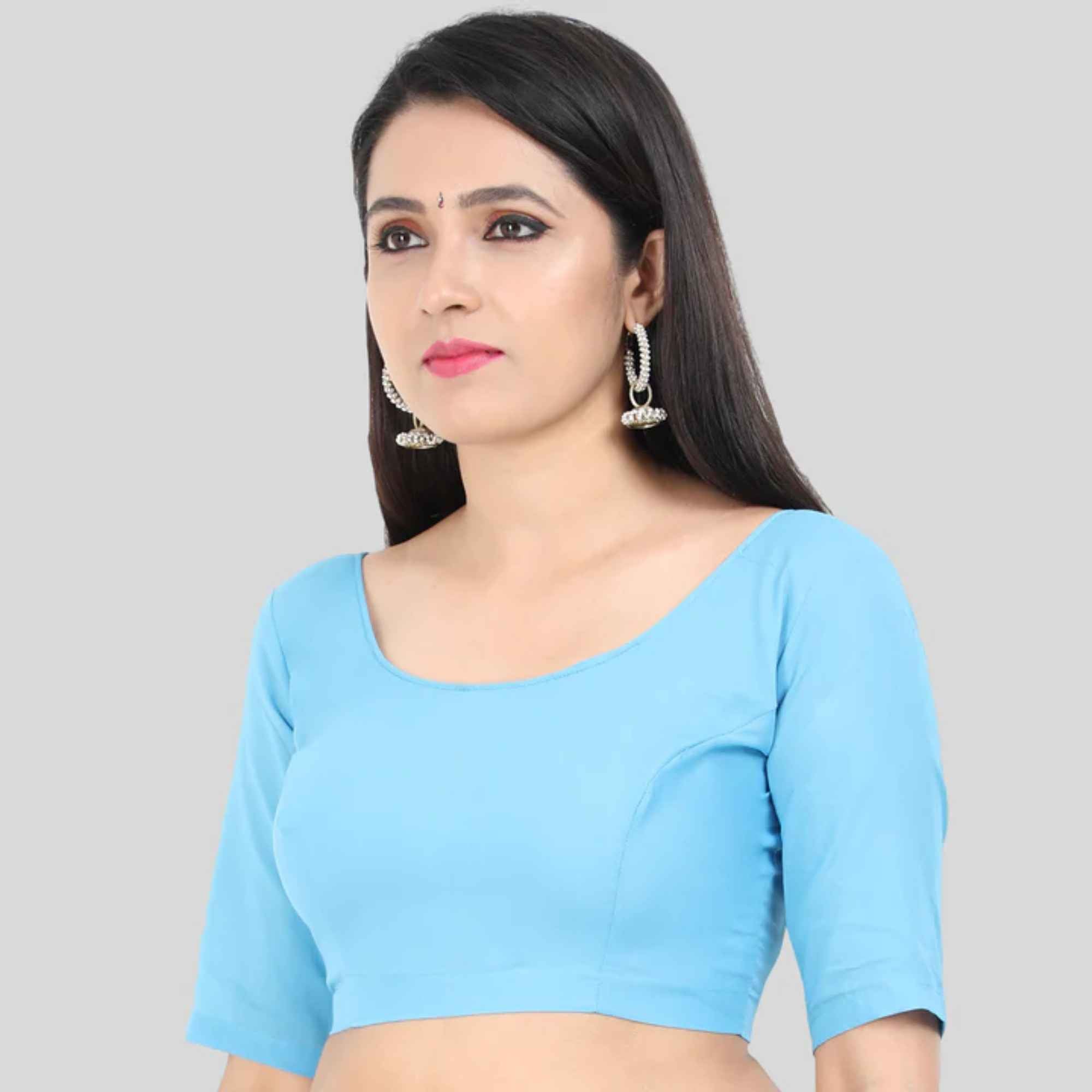 Princess Cut Back Open Elbow Sleeve Cotton 2by2 Blouse