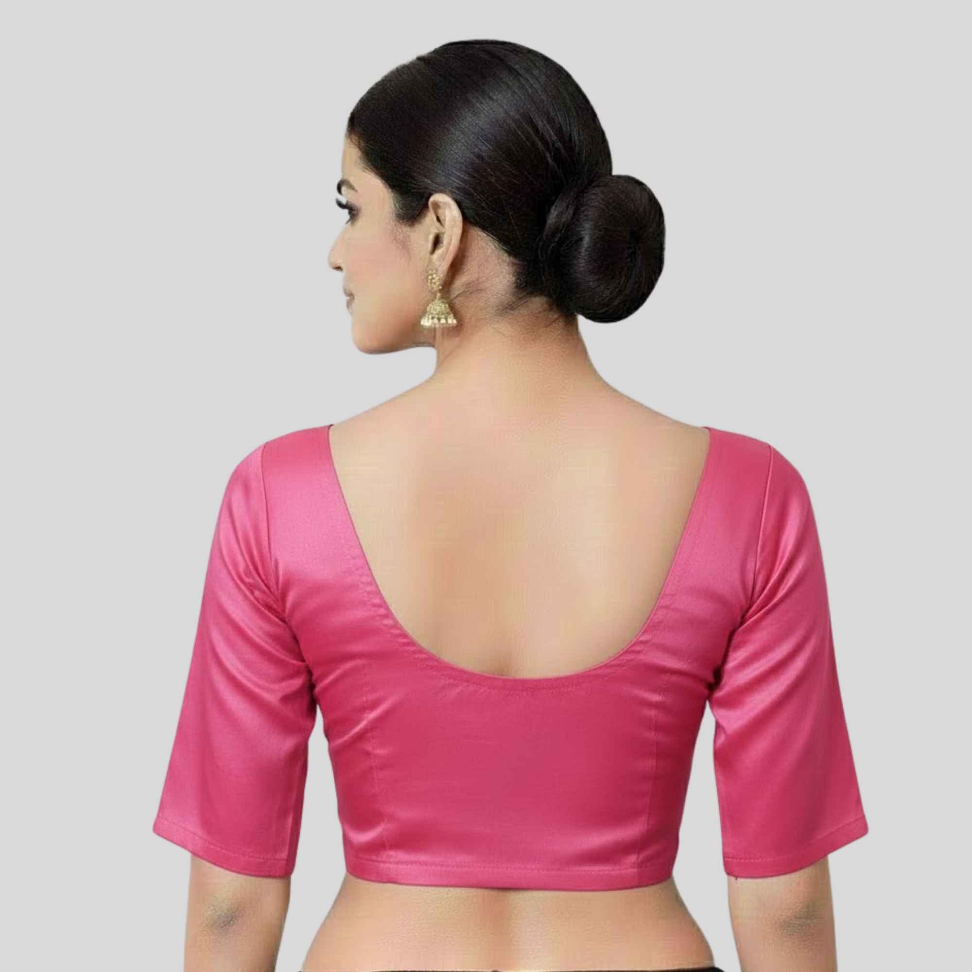 JISB Women's 2by2 Cotton Blouse Elbow Sleeve