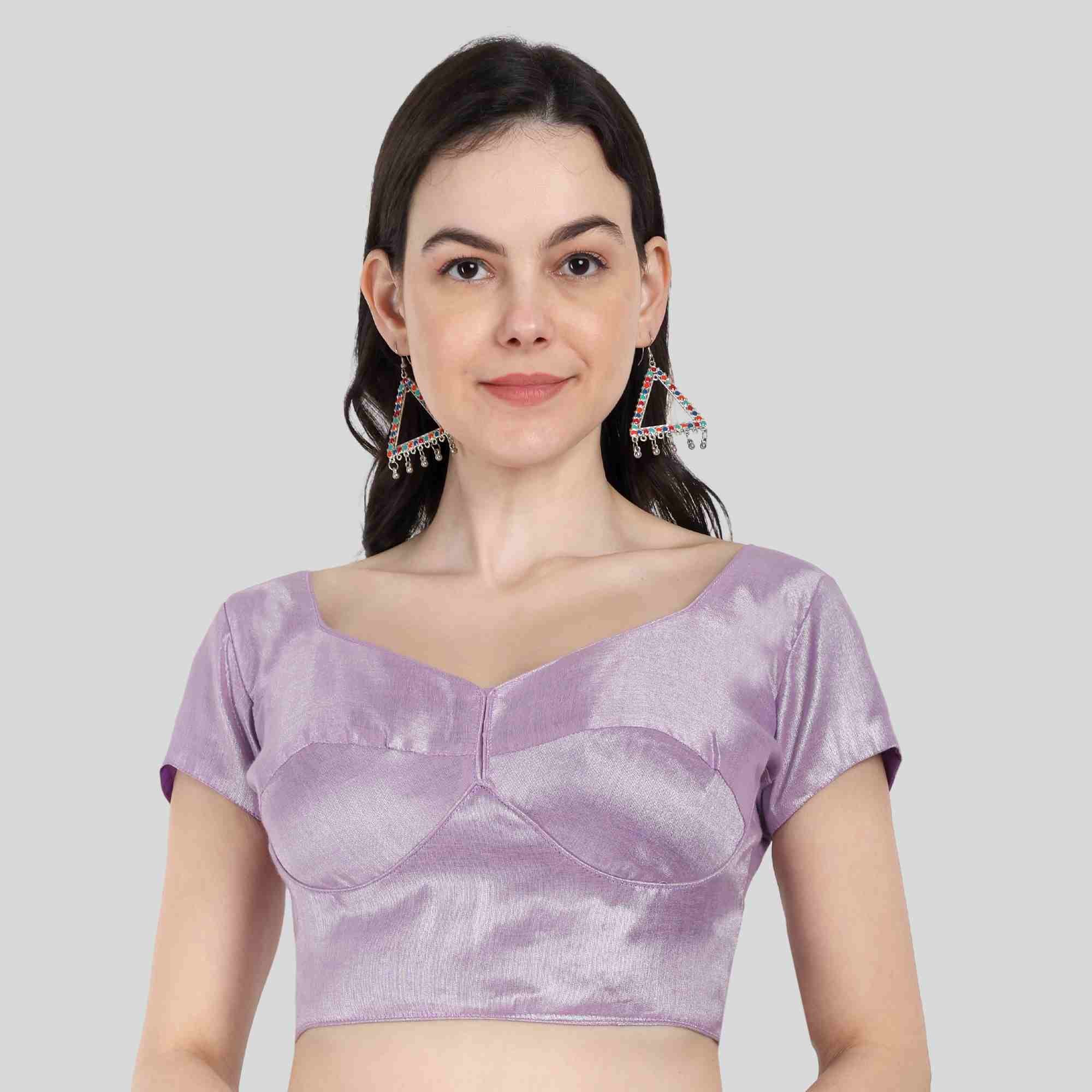 Lavender back open blouse