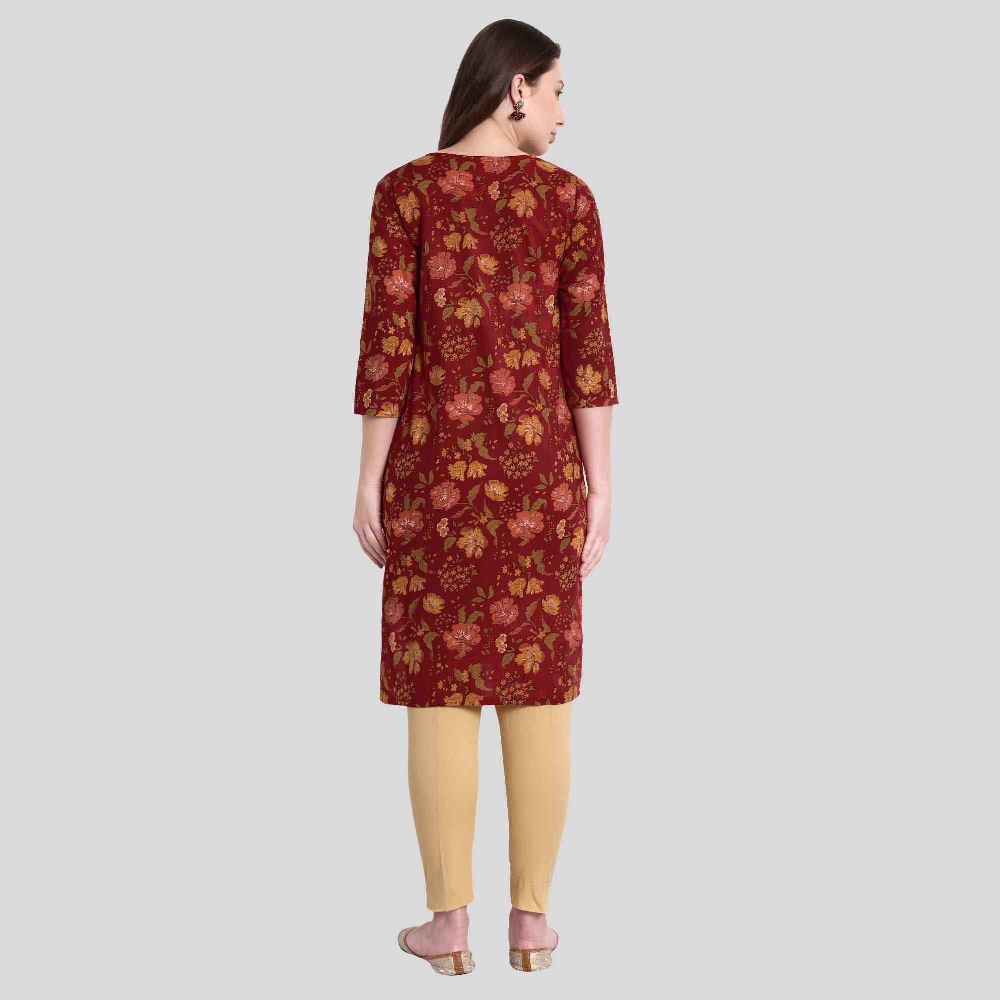 Flower printed cotton kurti 