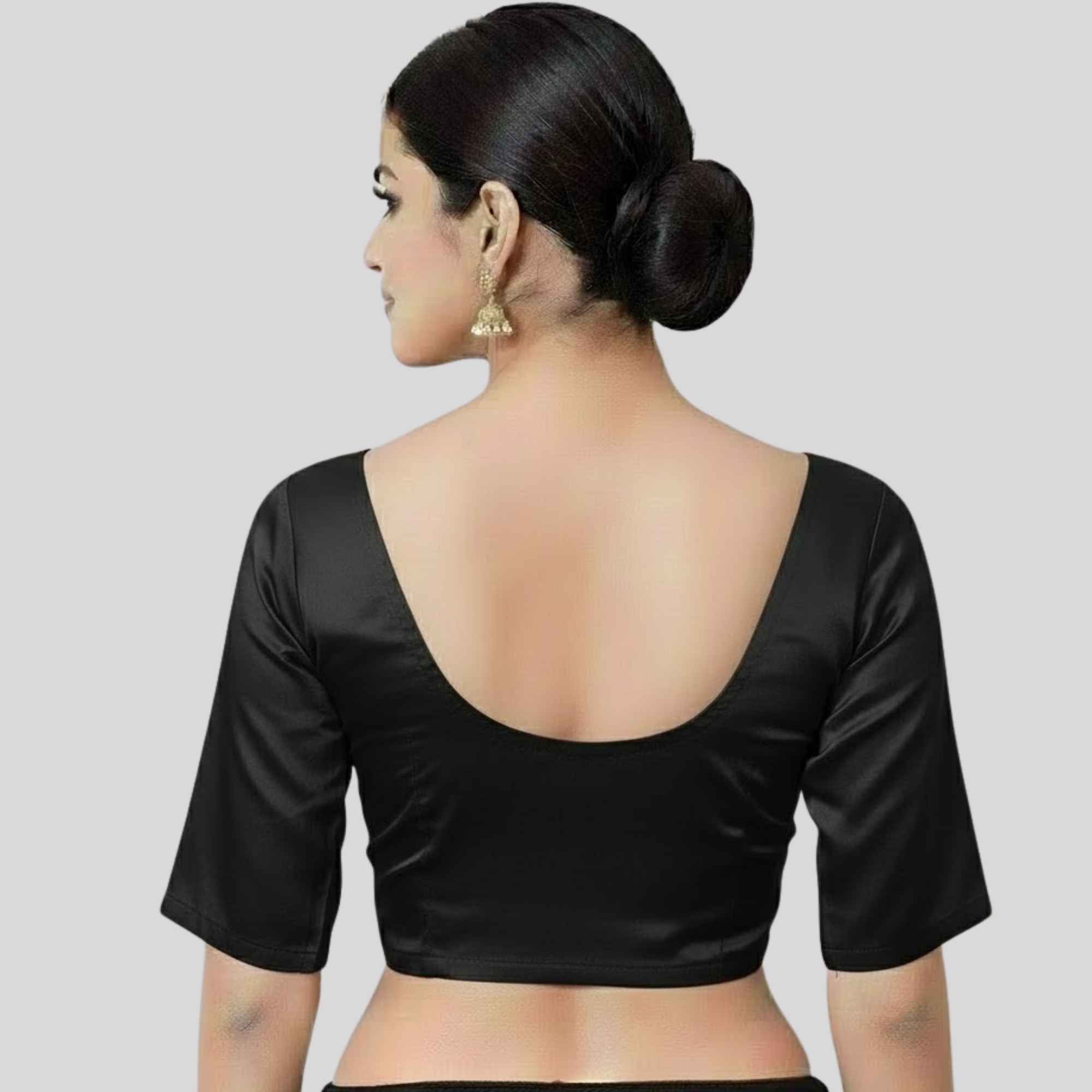 JISB Women's 2by2 Cotton Blouse Elbow Sleeve