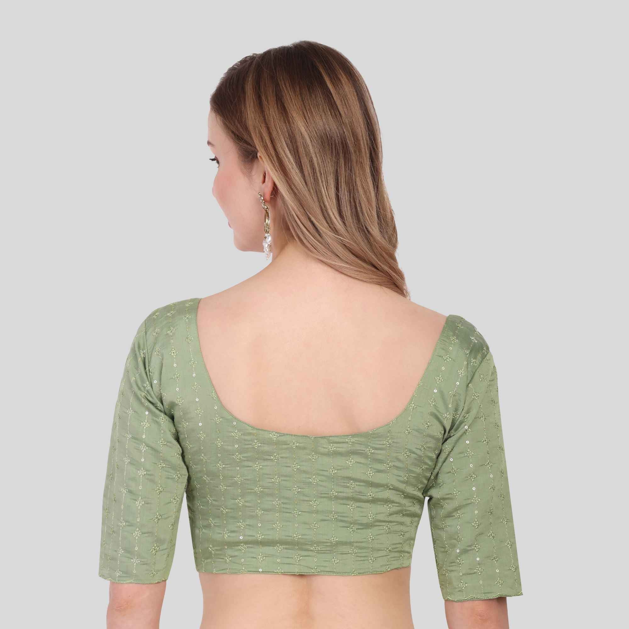 Roman silk Sequence Work Elbow sleeve blouse