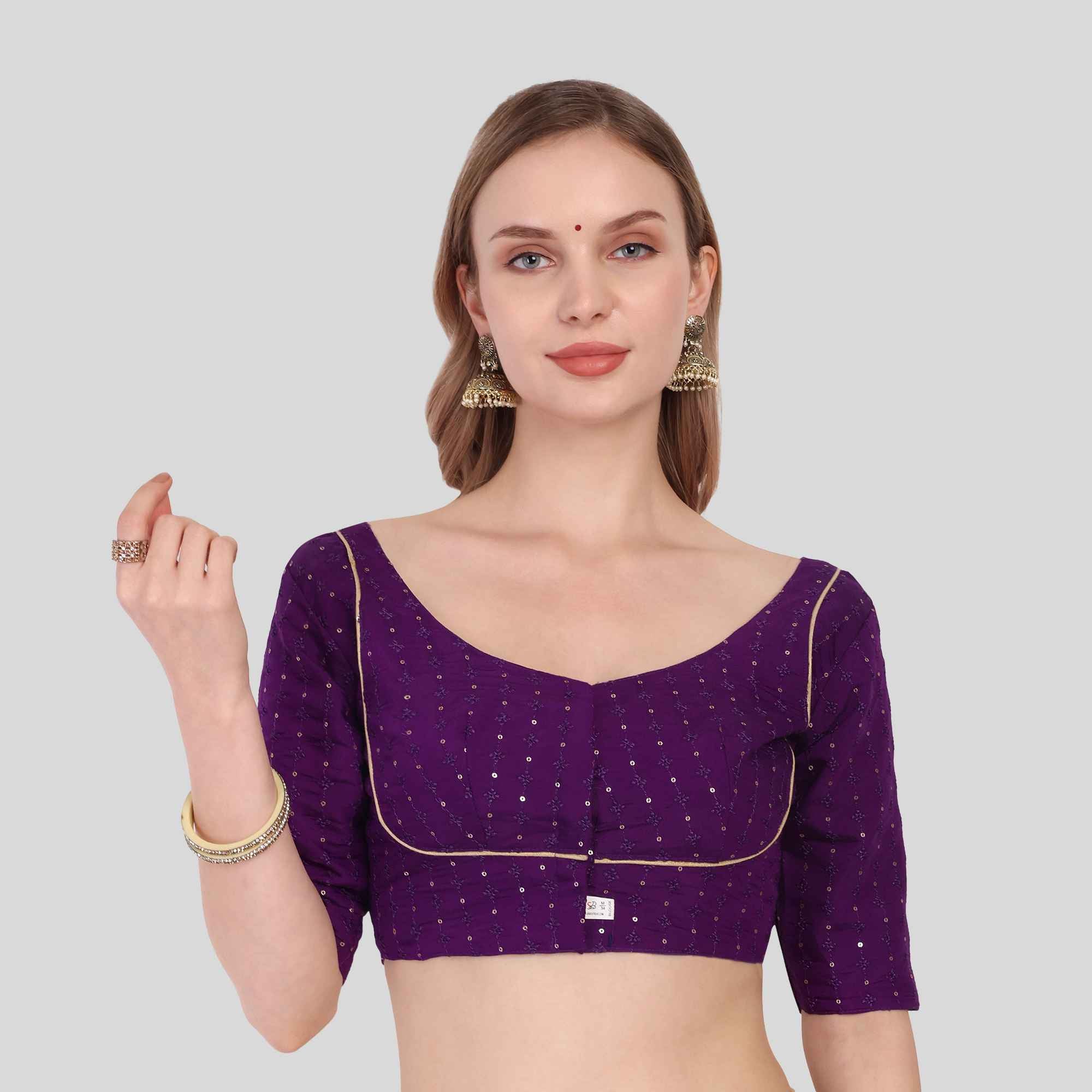 Roman silk Sequence Work Elbow sleeve blouse