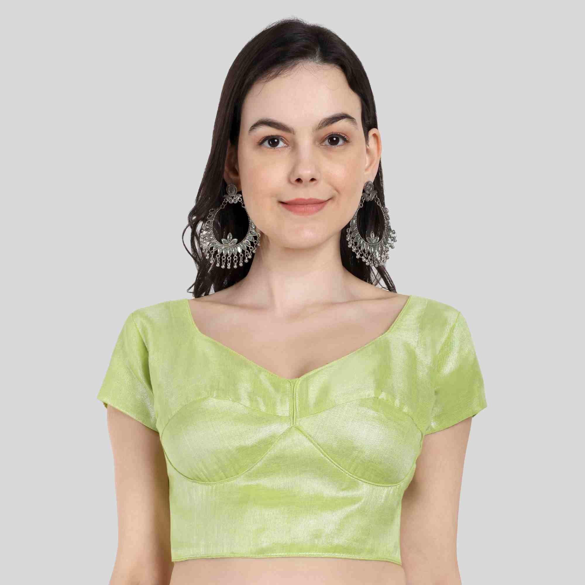 Green tissue back open blouse online