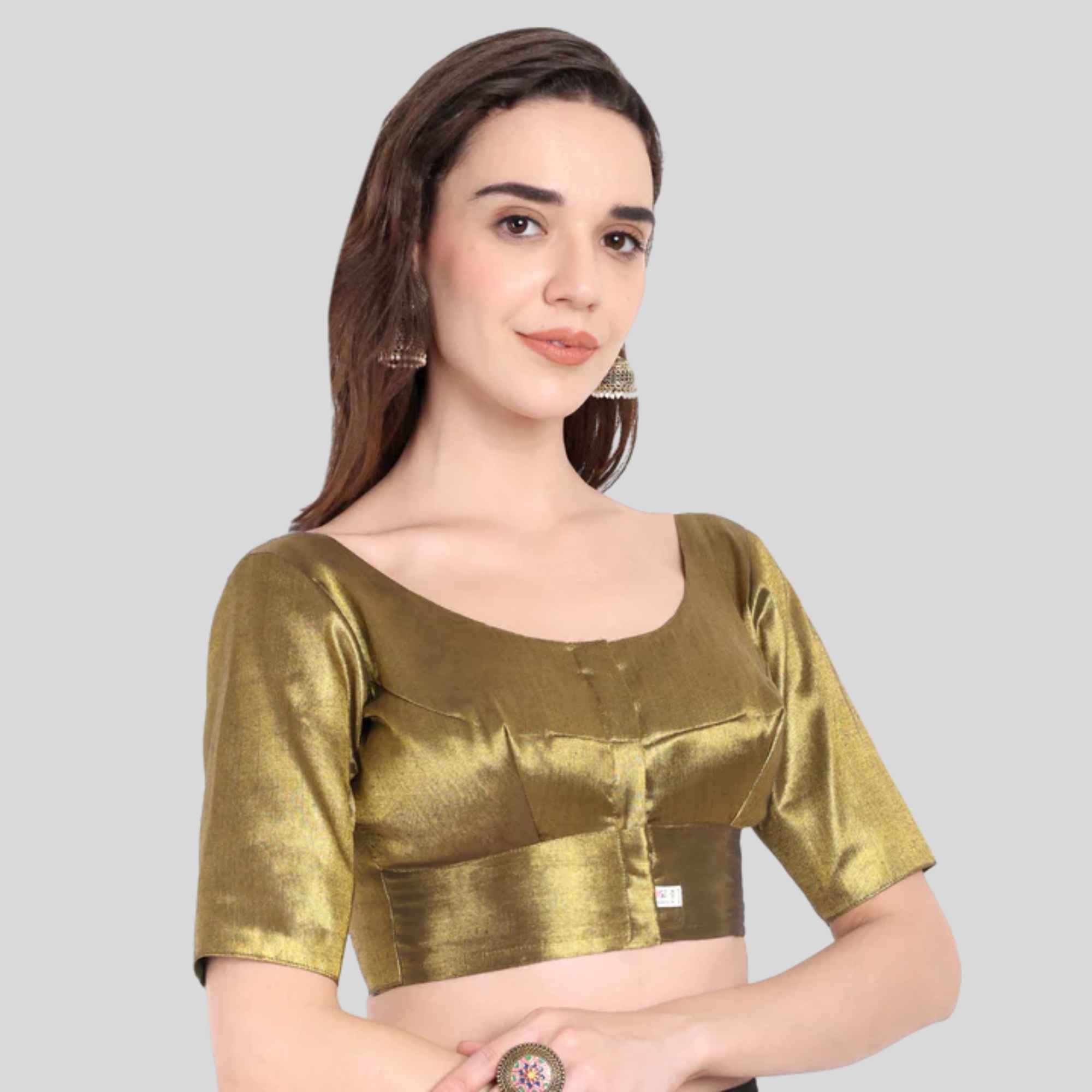 Tissue Readymade Blouse in Elbow Sleeve