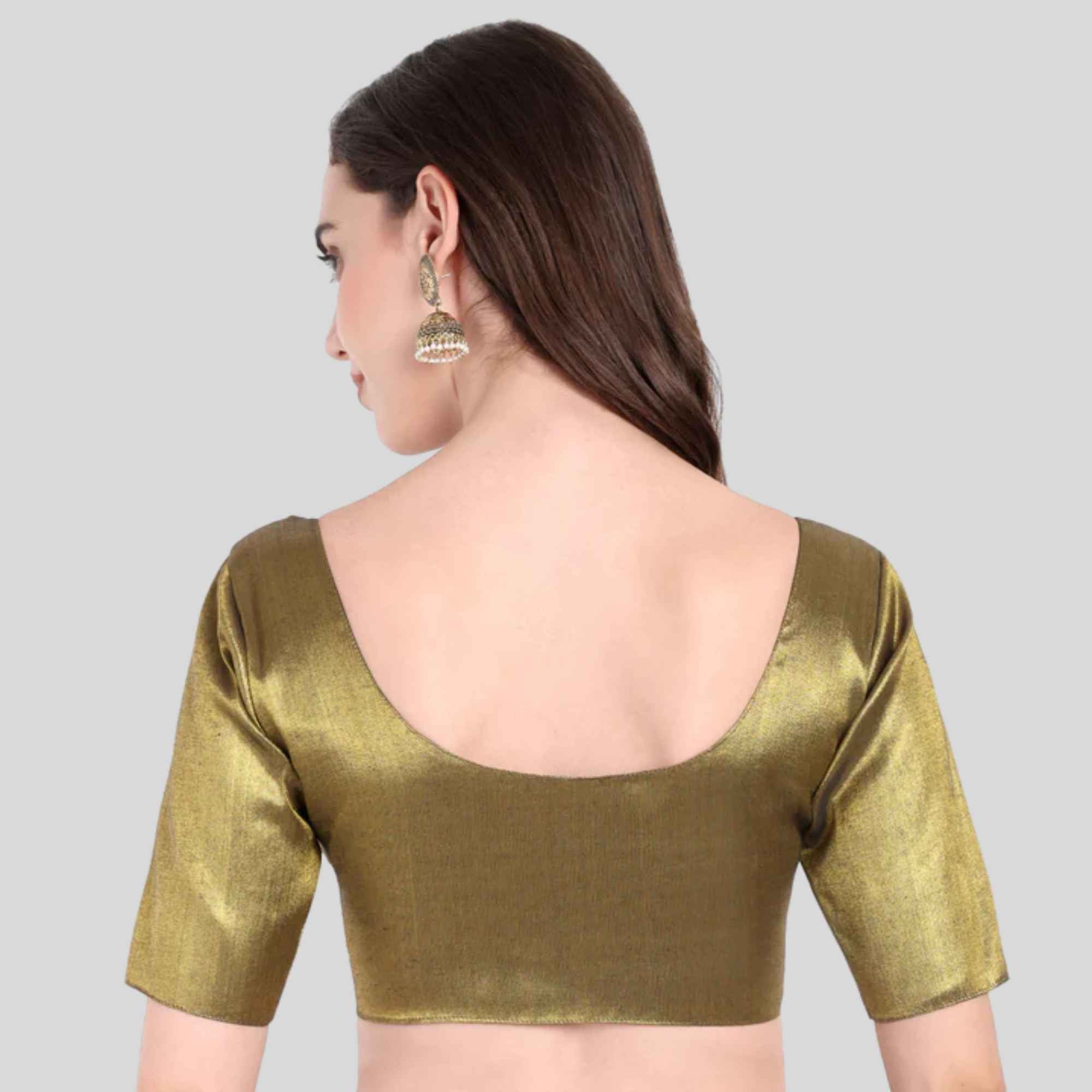 Tissue Readymade Blouse in Elbow Sleeve