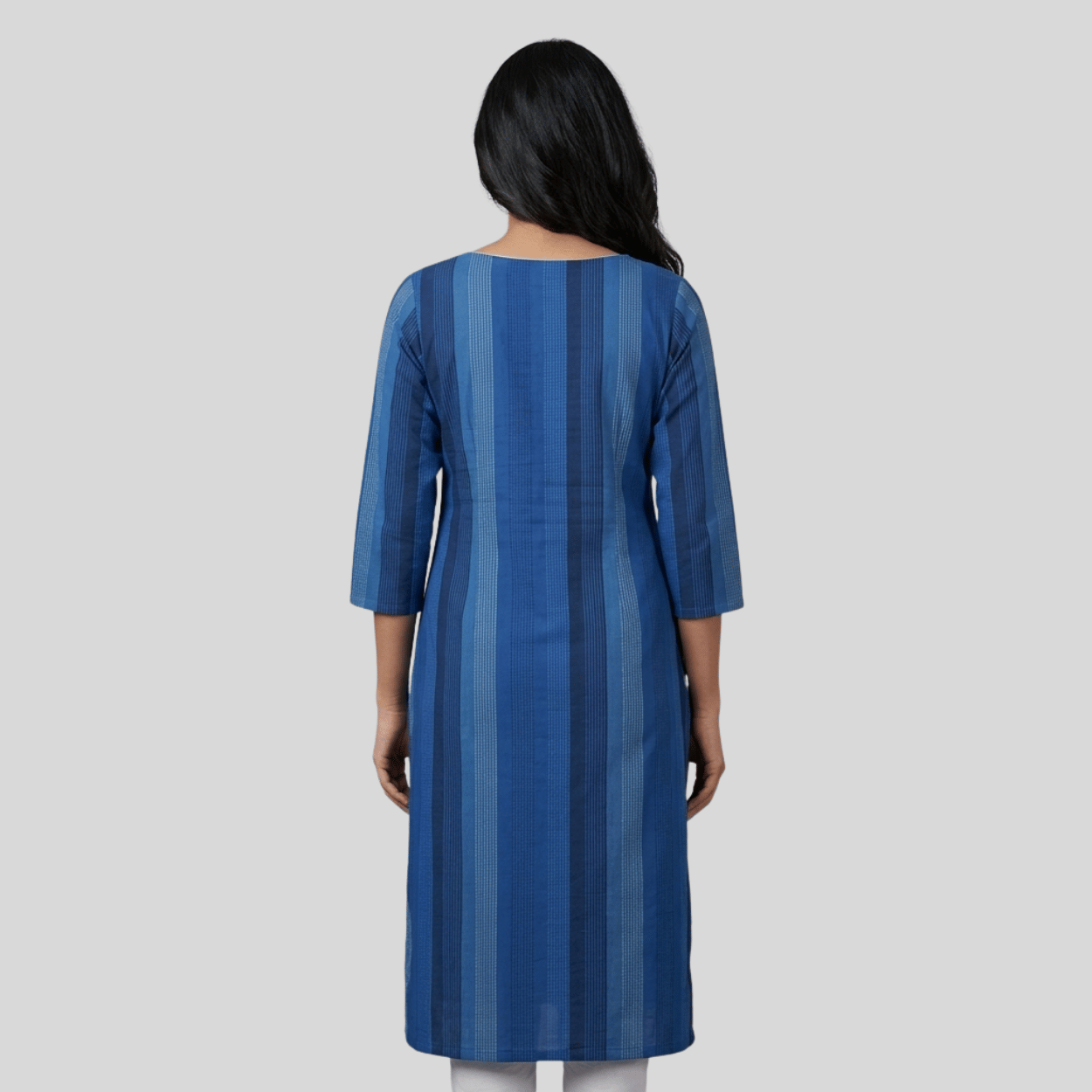 Blue Stripe Side Cut Kurti