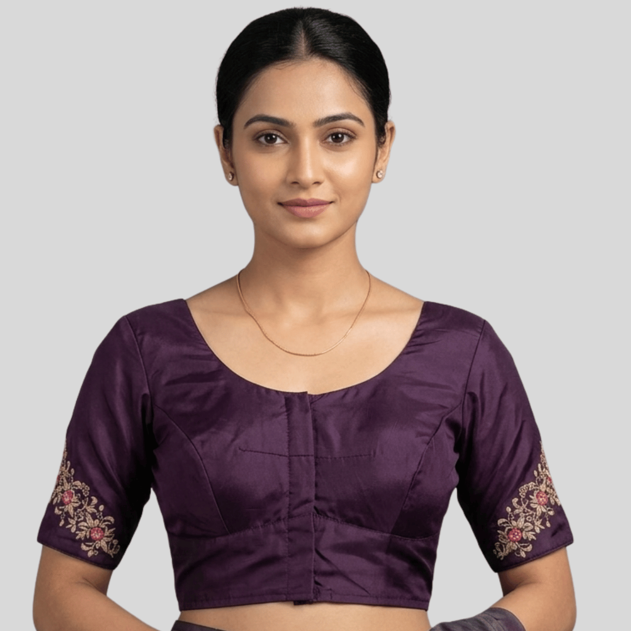 Flower Embroidery Front Neck Blouses