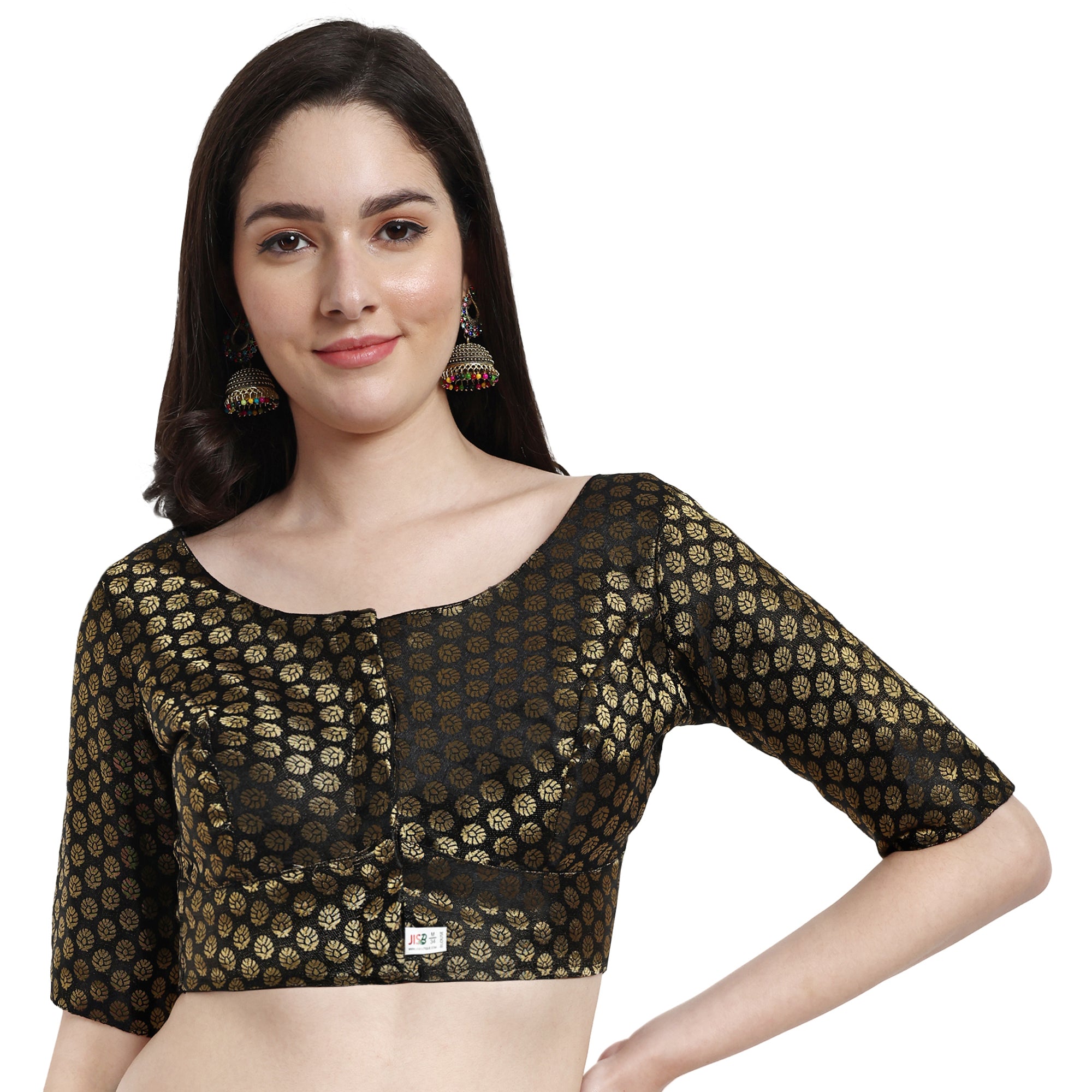 Women's Brocade Elbow Sleeve Saree Blouse