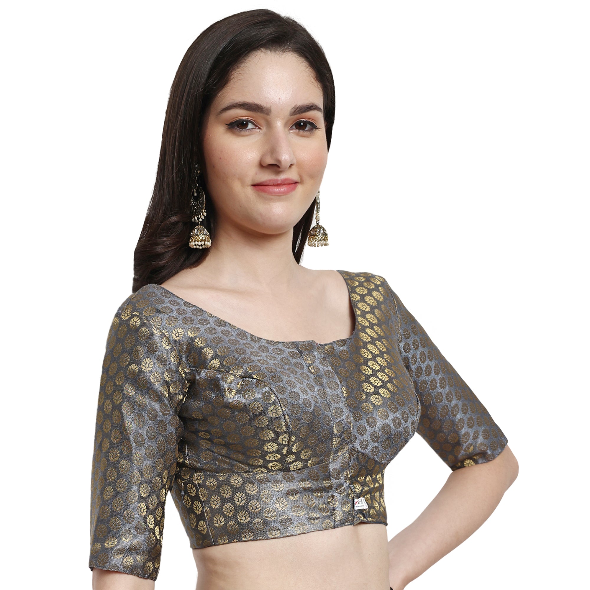 Women's Brocade Elbow Sleeve Saree Blouse