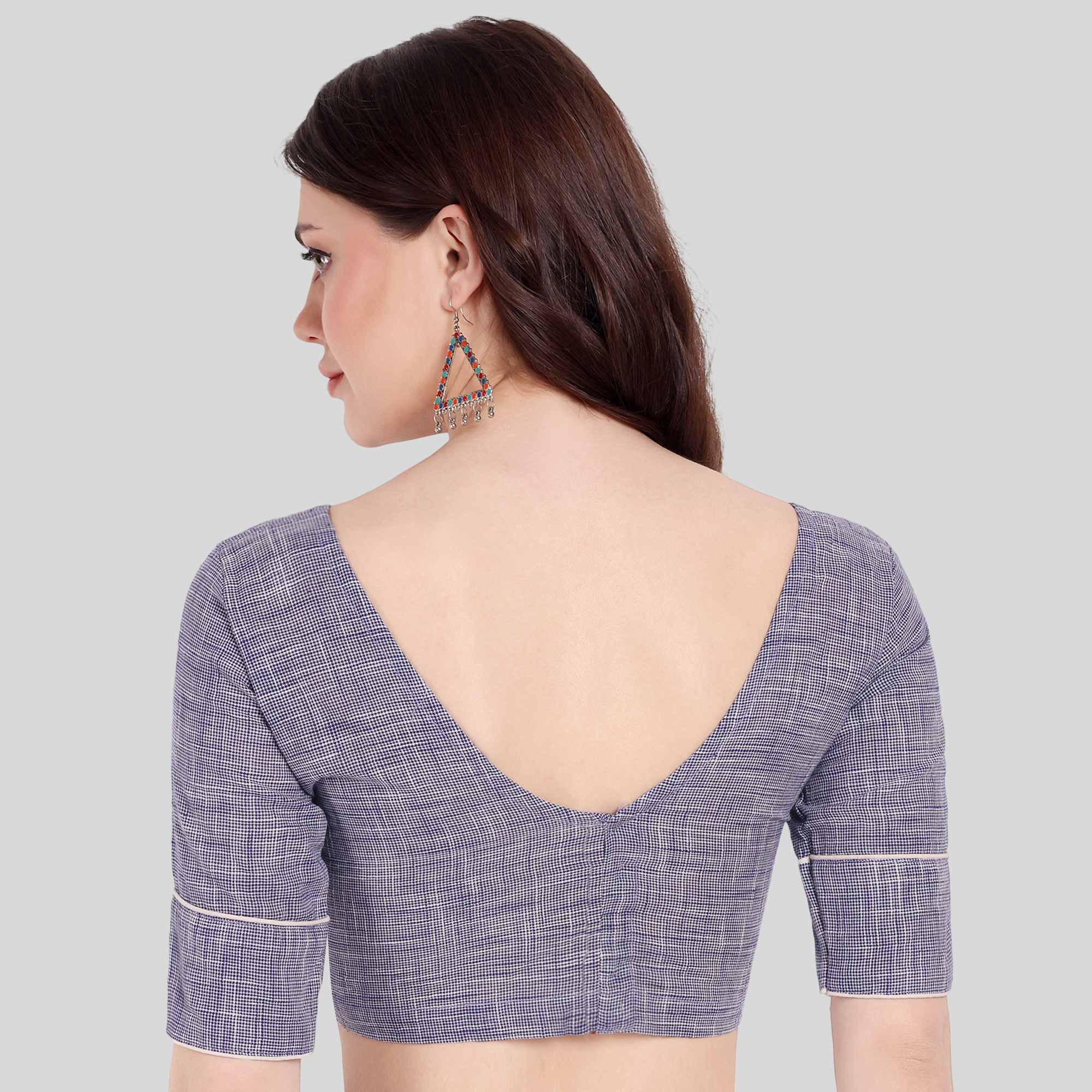 JISB Back open blue blouse