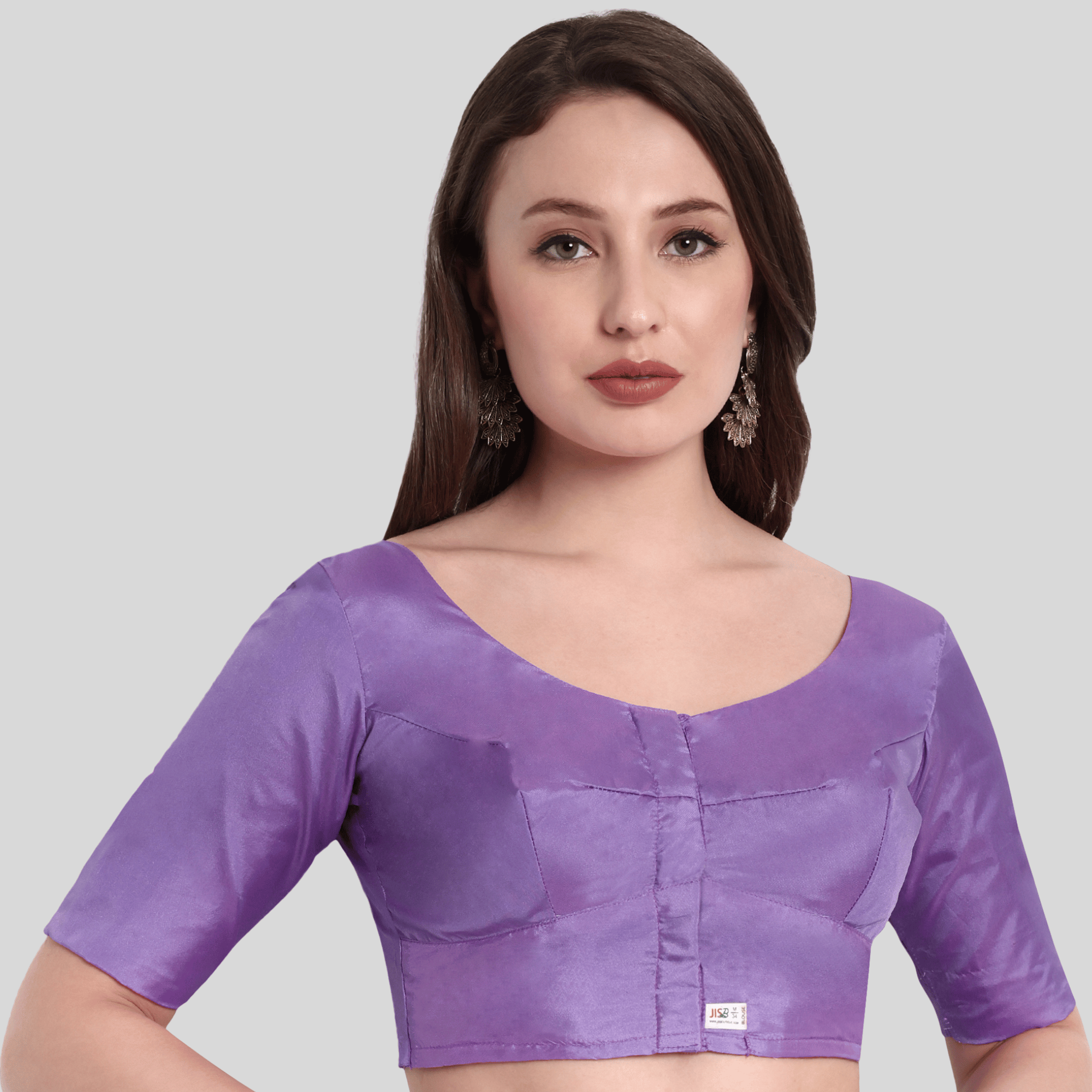 Silk Cotton Readymade Blouse With Elbow Sleeve