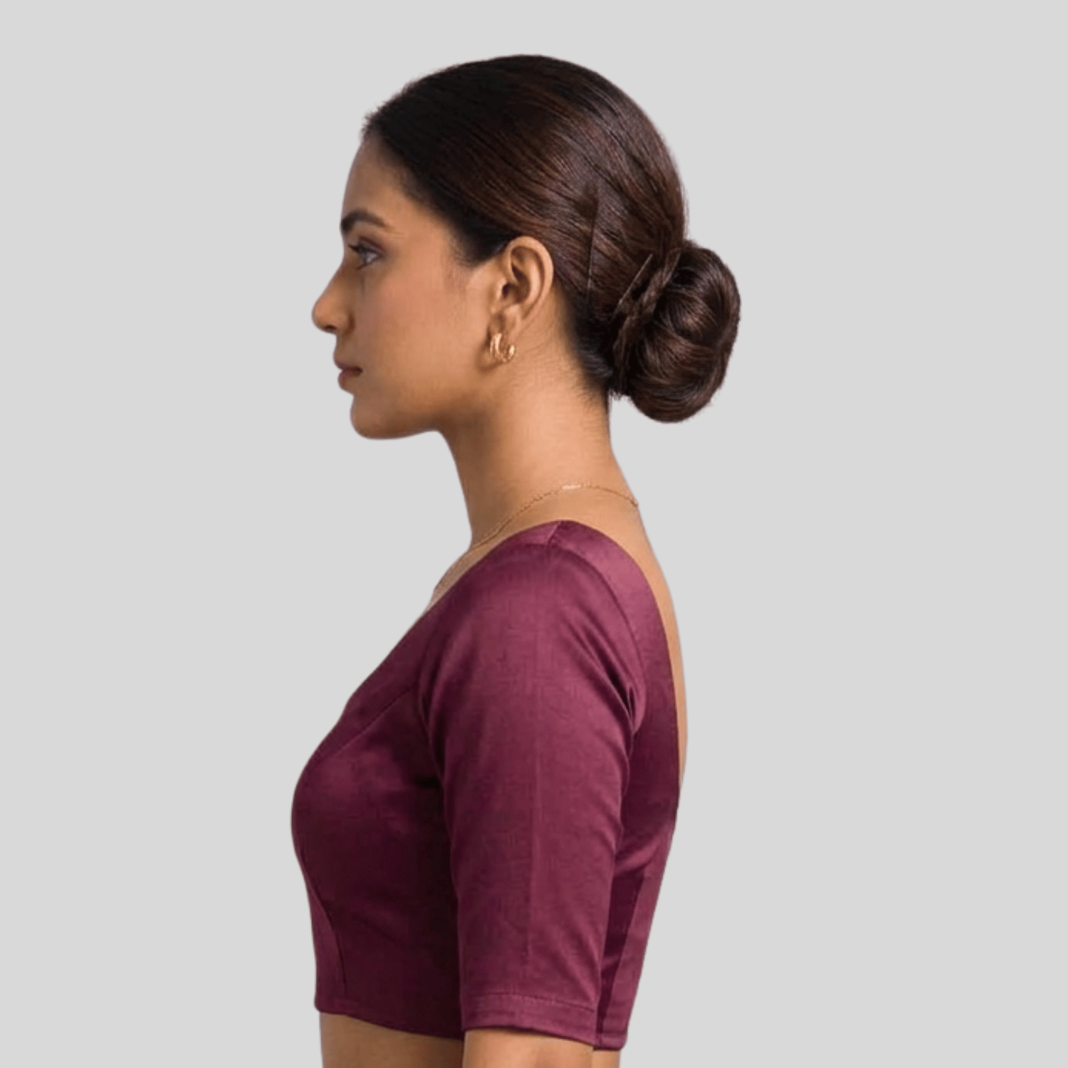 Silk Cotton Readymade Blouse With Elbow Sleeve