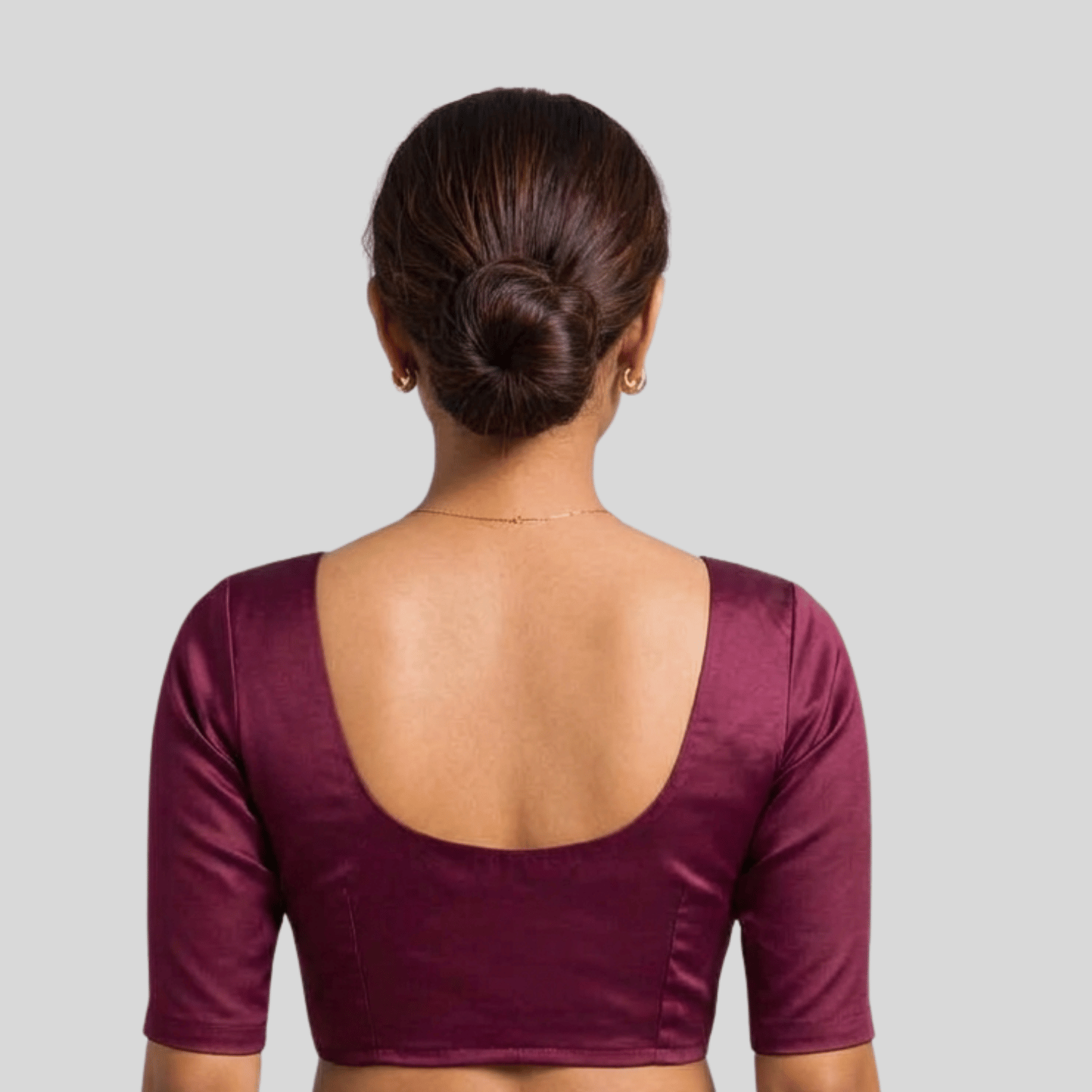 Silk Cotton Readymade Blouse With Elbow Sleeve