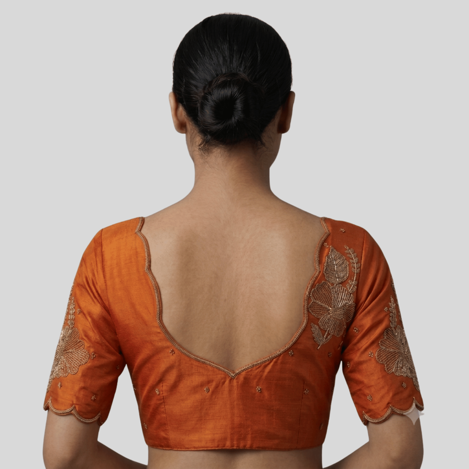 orange hibiscus readymade blouse