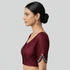 Silk Cotton V-Neck Embroidered Blouse ,Made To Order