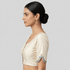 Silk Cotton V-Neck Embroidered Blouse ,Made To Order