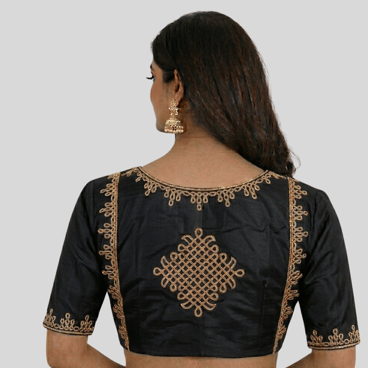 BLACK  KOLAM  EMBROIDERY BLOUSE 