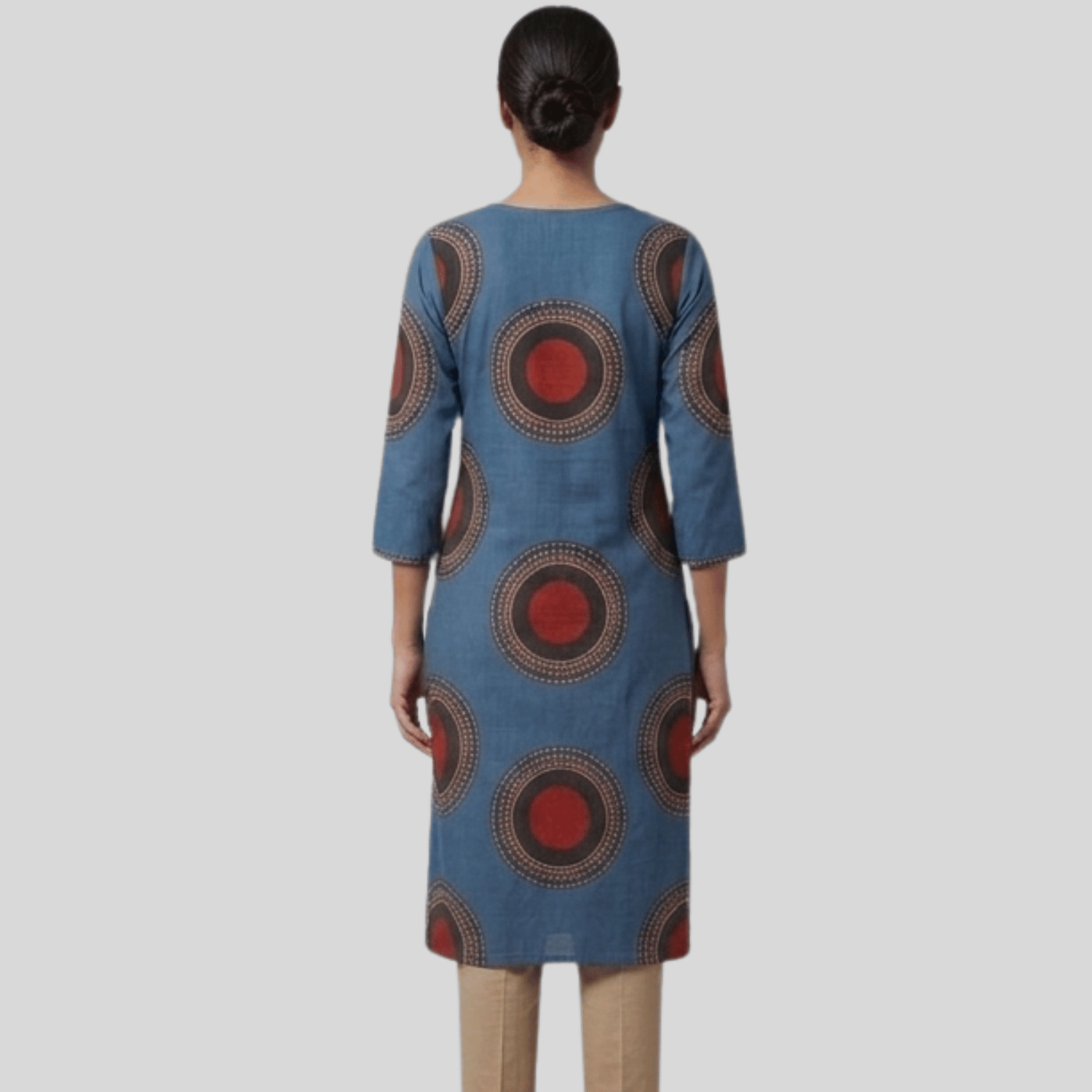 Boat Neck Printed Kurti with Side cut