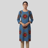 Blue Boat Neck Printed Kurti