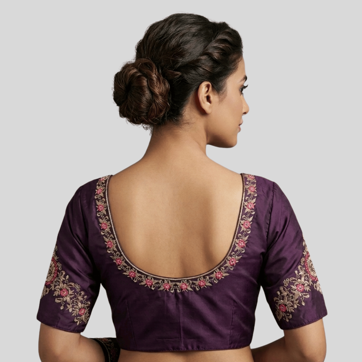 Grape Colour Embroidery Blouse 