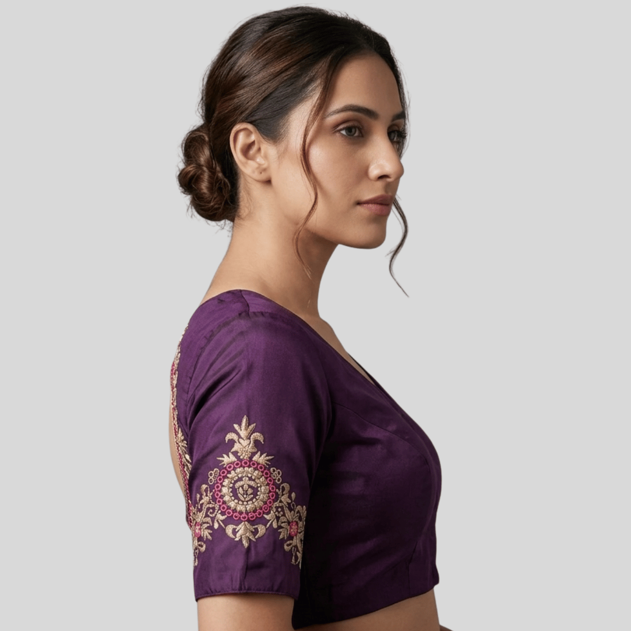 Embroidery Blouse With Flower Design