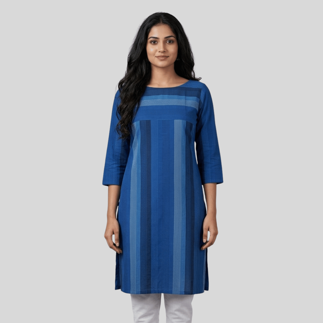 Blue Stripe Cotton Kurti