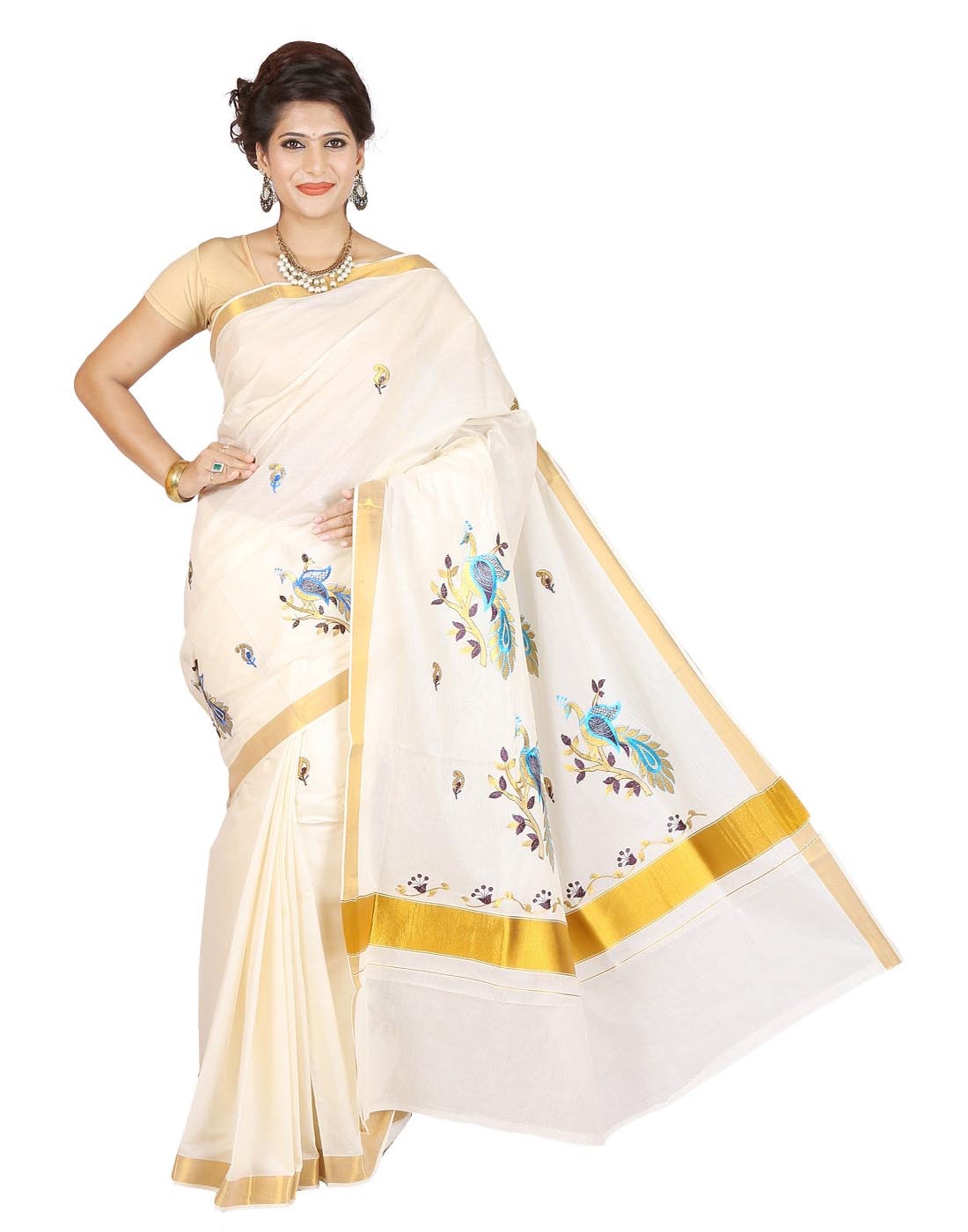 Sky Blue Peacock Saree