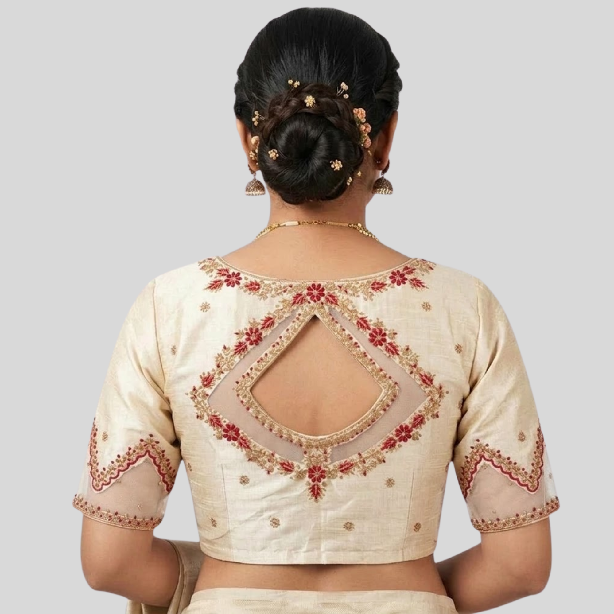 Bridal Dupion Embroidery Readymade blouse, Made To Order