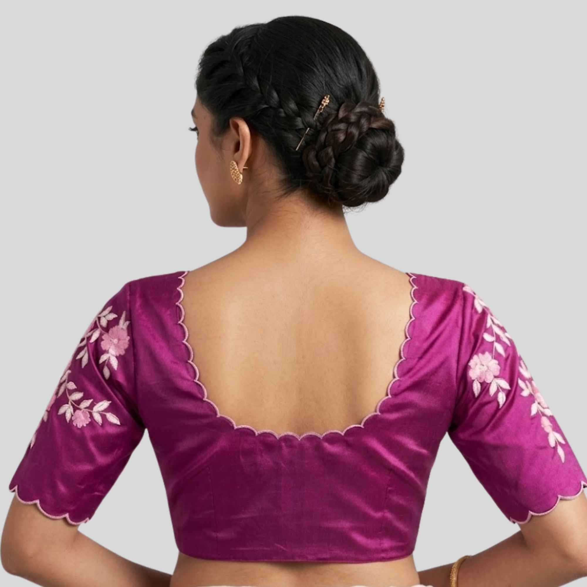 Embroidery Silk Cotton Readymade Blouse, Made To Order