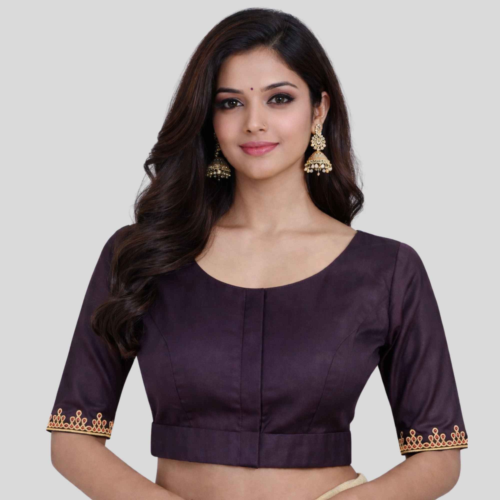 Embroidery Silk Cotton Readymade Blouse,Made To Order